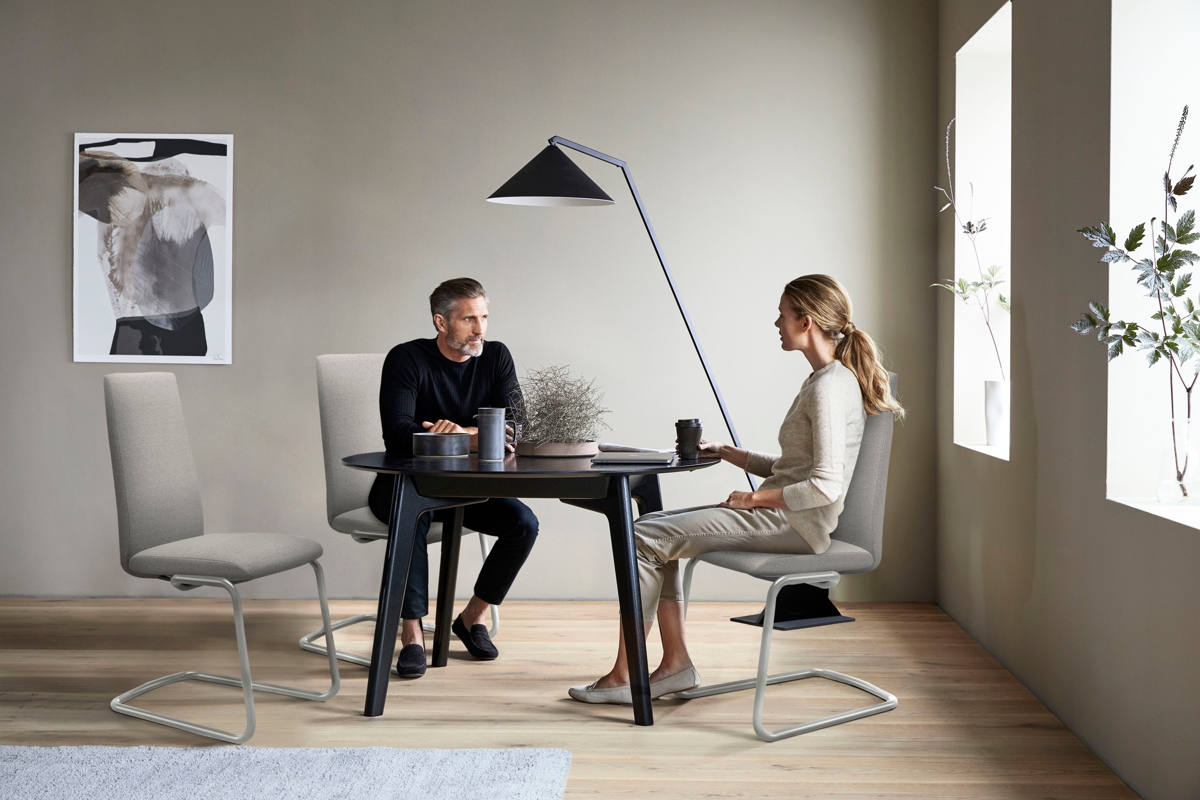 Stressless® Polsterstuhl »Laurel«, ROHLEDER Stoff Q2 FARON, High Back, Größe L, mit Beinen aus Stahl in Schwarz matt