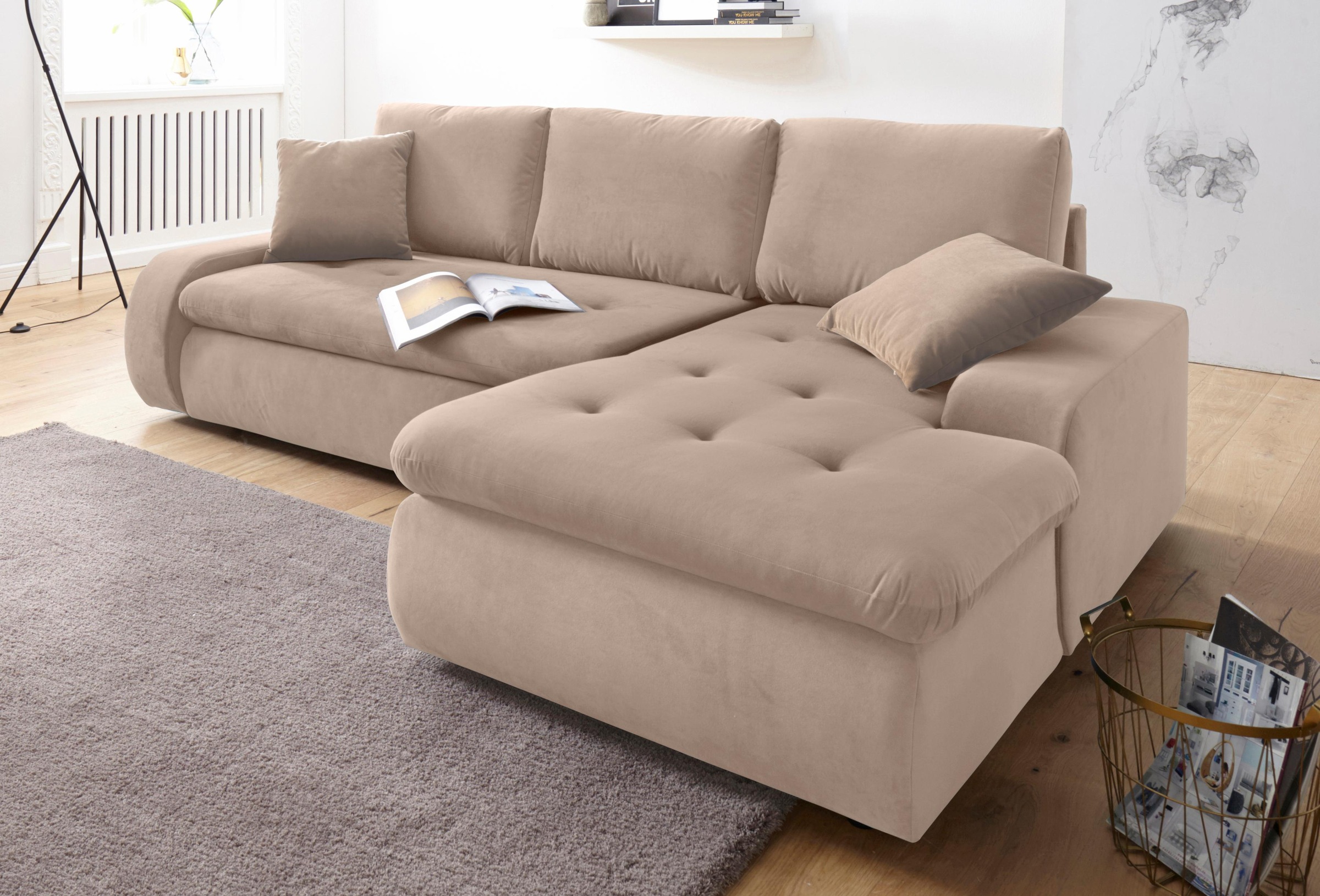 TRENDMANUFAKTUR Ecksofa »Indie II, tolle Detailverarbeitung, bequem und komfortabel im Sitz«, XL und XXL, wahlweise mit Bettfunktion, L-Form