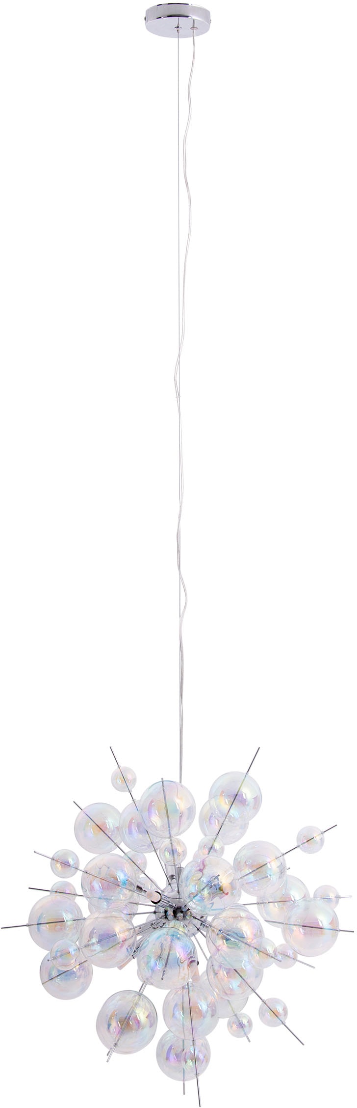 näve Pendelleuchte »Explosion«, 10 flammig, Leuchtmittel G9 | ohne Leuchtmittel, irisierende, transparente Glaskugeln, für 10 x G9 Sockel, Ø 65 cm