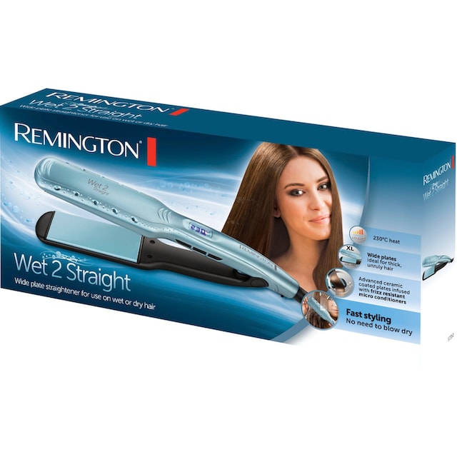 Remington Glätteisen »Wet2Straight, S7350, breiter Haarglätter«, Keramik- Beschichtung, 2 in 1 für Nass- & Trockenanwendung, 10  Temperatureinstellungen mit 3 Jahren XXL Garantie