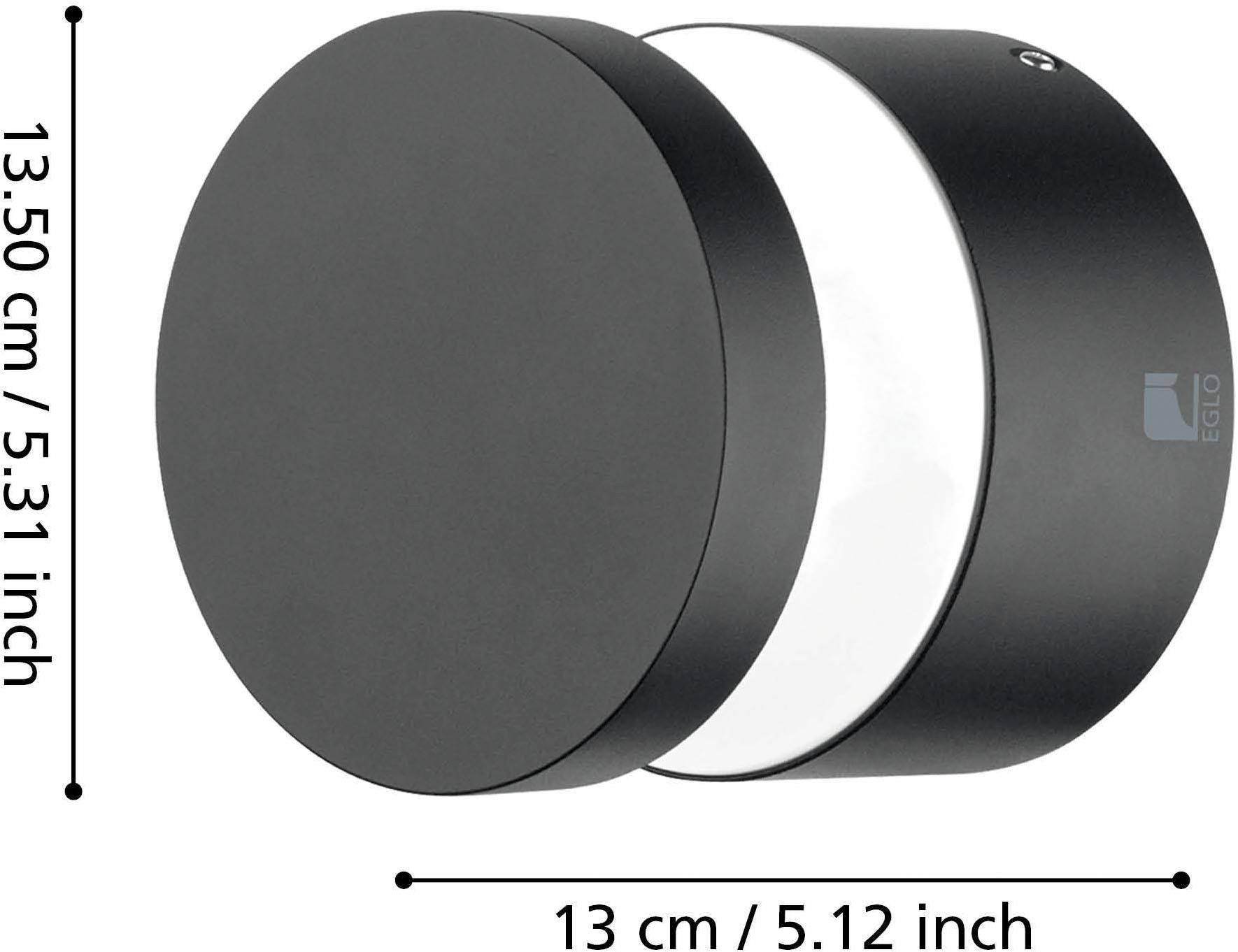 EGLO Wandleuchte »Melzo Außen-Wandlampe, Außenlampe aus Aluguss und Kunststoff, IP44« LED-Modul 1 Stk. Warmweiß Wand-/Deckenleuchte - H13 x Ø13,5 cm - schwarz - 1X11W inkl.