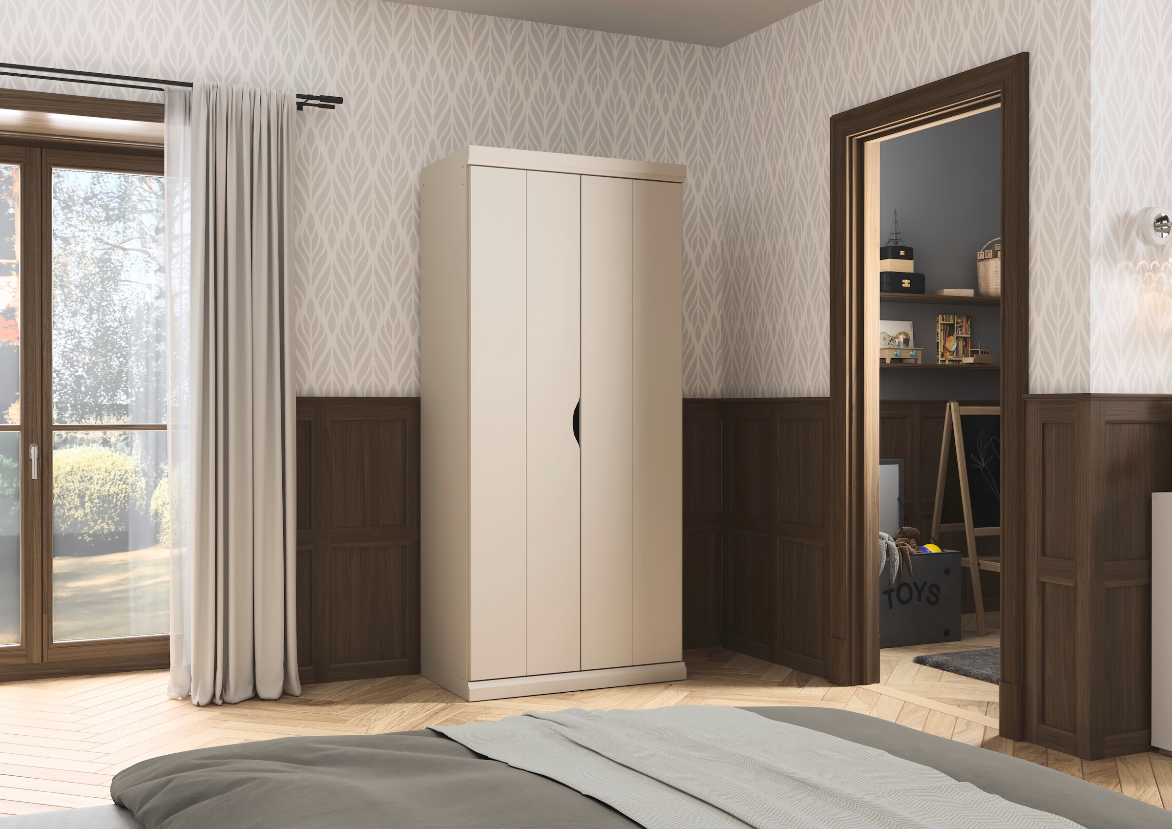 rauch Kleiderschrank »Drehtürenschrank Schrank Garderobe Wäscheschrank Schlafzimmer MARLENE«, (in 3 verschiedenen Ausstattungen BASIC/CLASSIC/PREMIUM), in 3 Breiten 91/136/181 cm im Landhaus-Stil MADE IN GERMANY