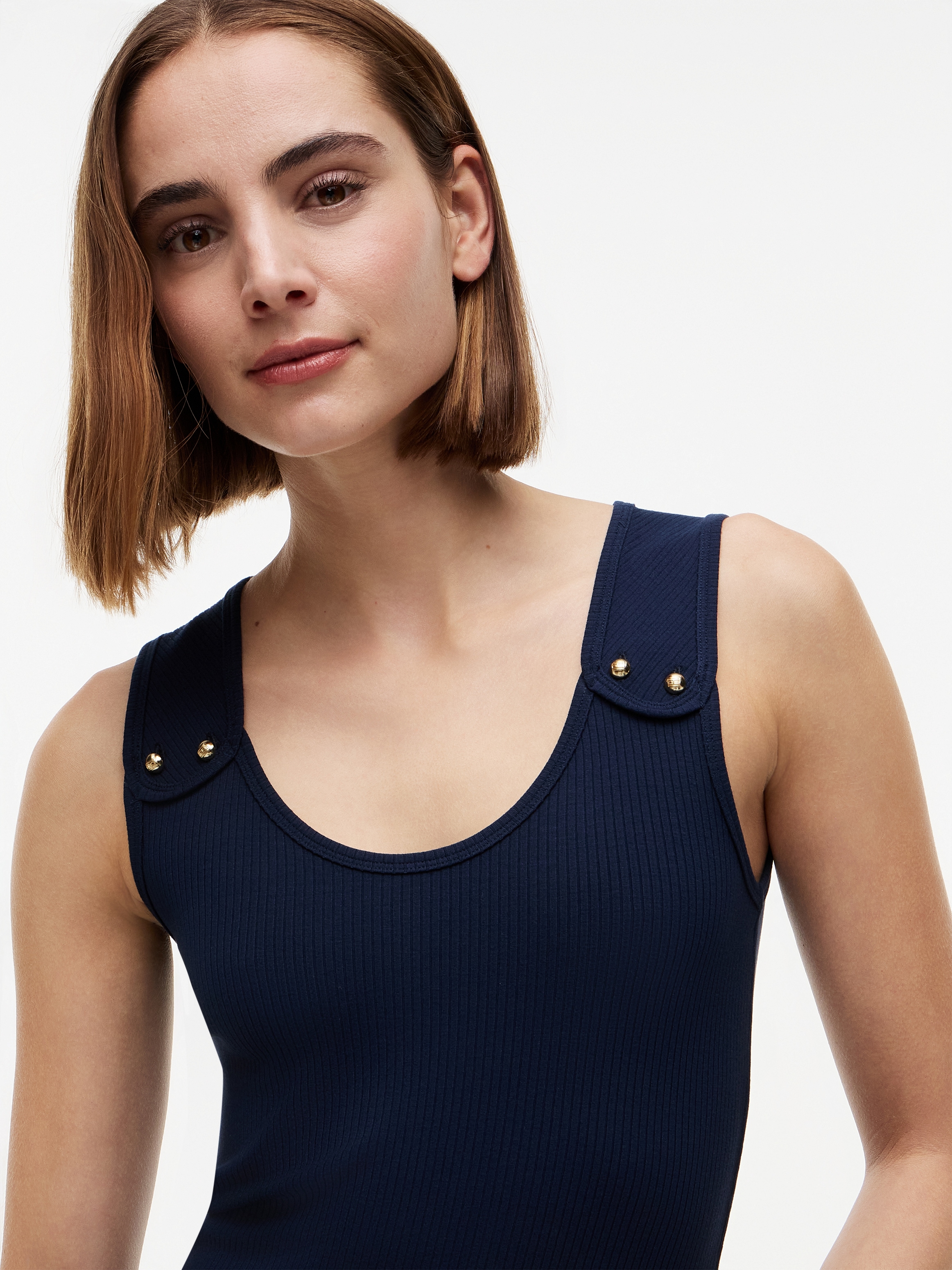 Tommy Hilfiger Tanktop »GOLD BUTTON U-NK TANK« Viskosemischung, goldfarbene Knöpfe