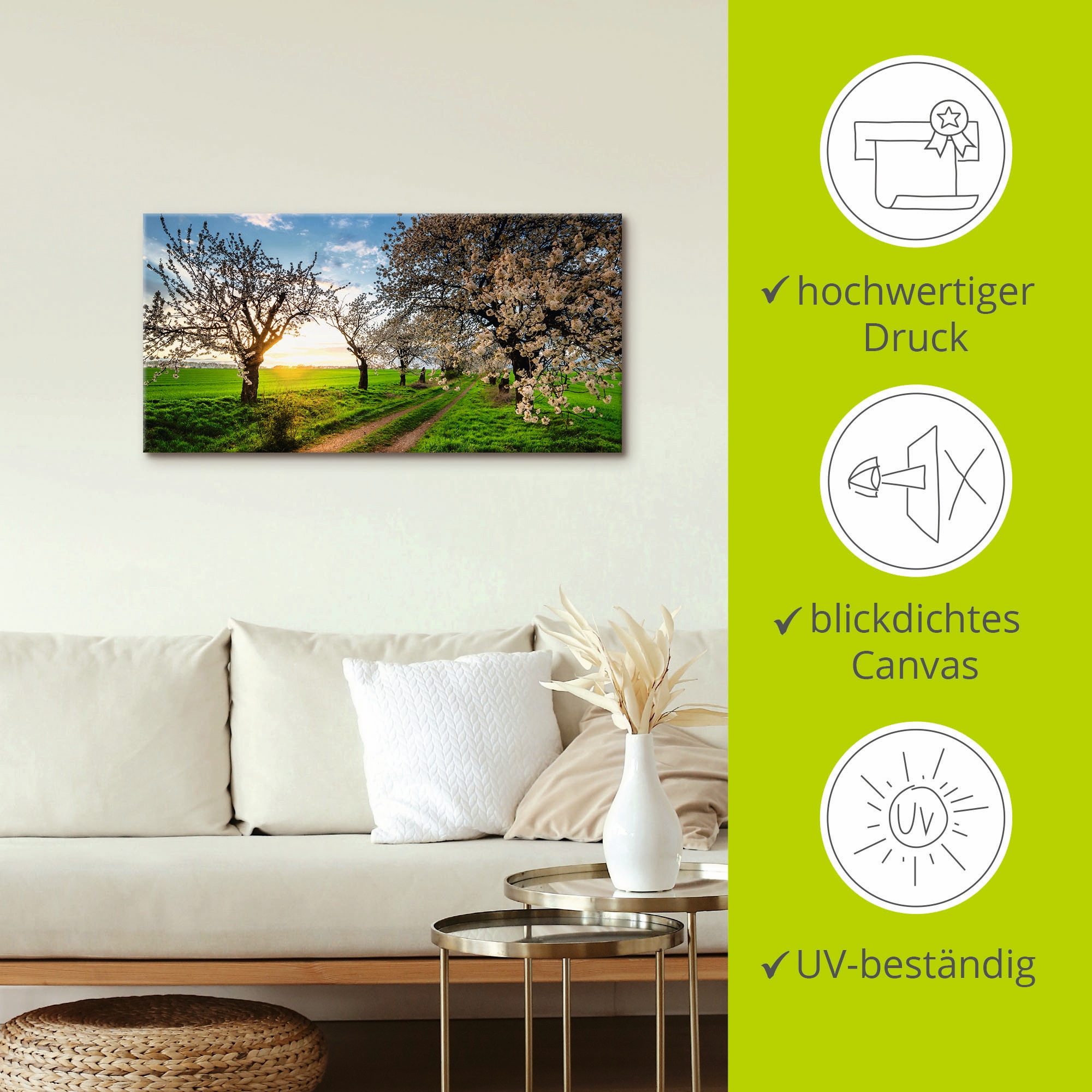 Artland Leinwandbild »Kirschallee« Felder 1 Stk. tlg. auf Holzrahmen gespannt