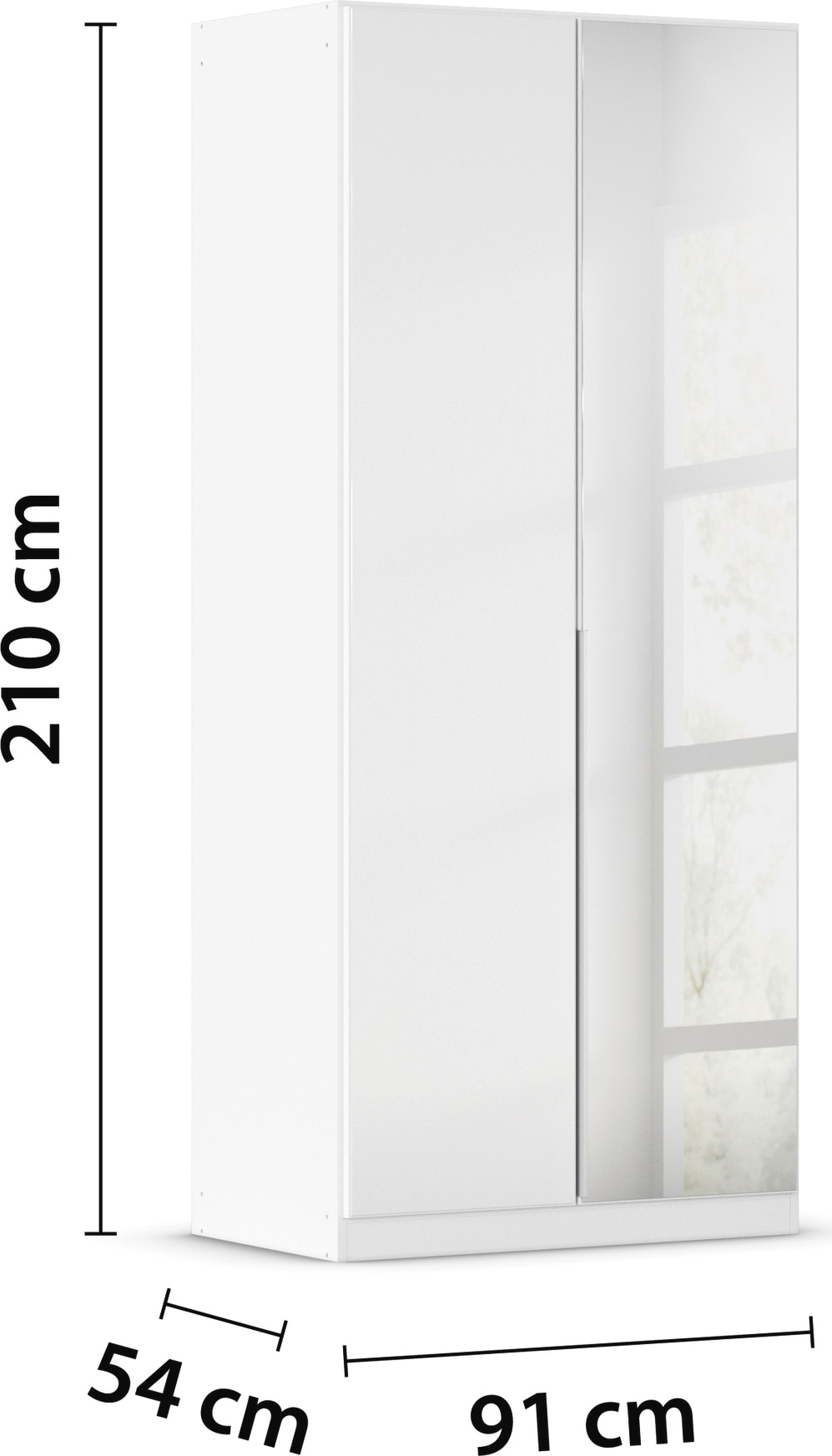 rauch Drehtürenschrank »Kleiderschrank Kleiderschränke Schrank Garderobe AGORDO mit Glasfront« in zwei Griff-Farben, Breiten 91-360 cm,  durchdachte Innenausstattung, in 7 Breiten und 2 Höhen MADE IN GERMANY