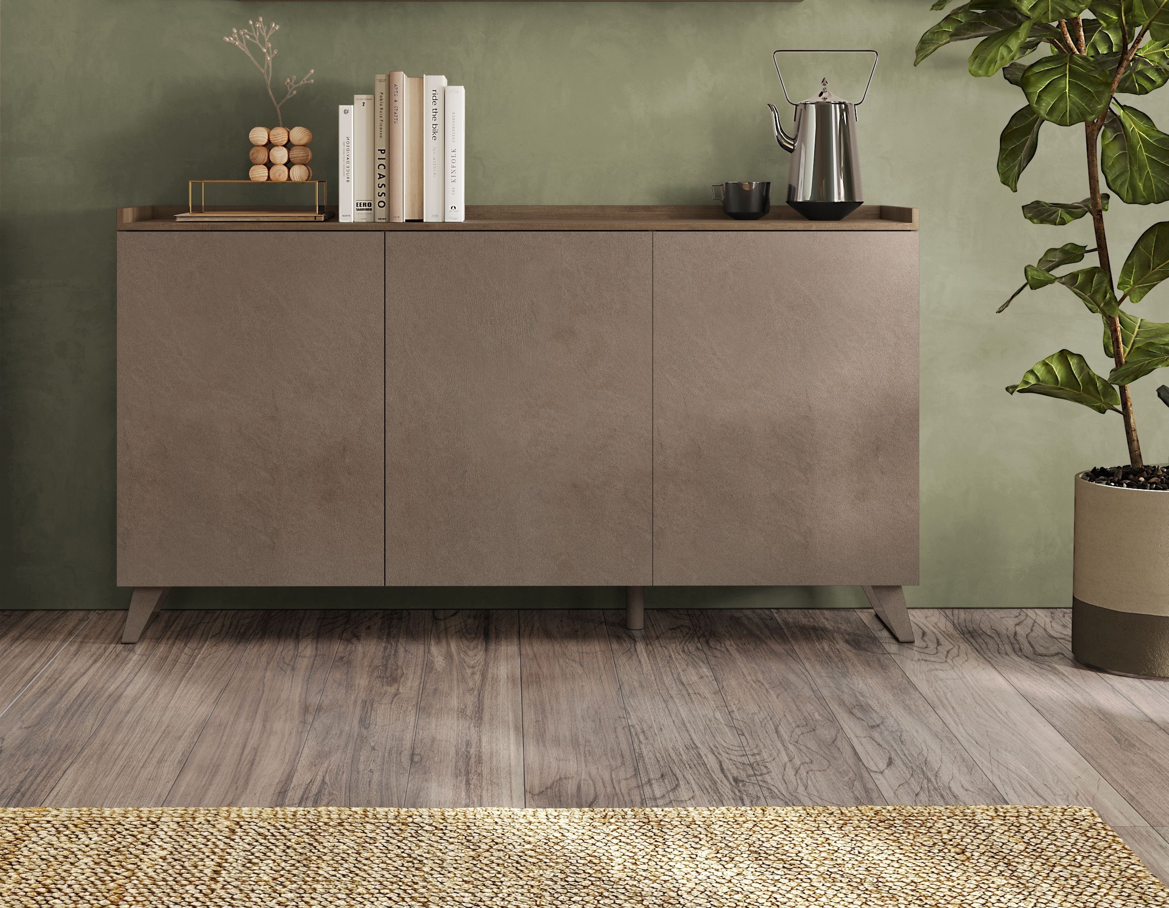 Home affaire Sideboard »Tray, Breite 181, Kommode mit 3 Türen« Top "Tablet", Push-to-open Funktion