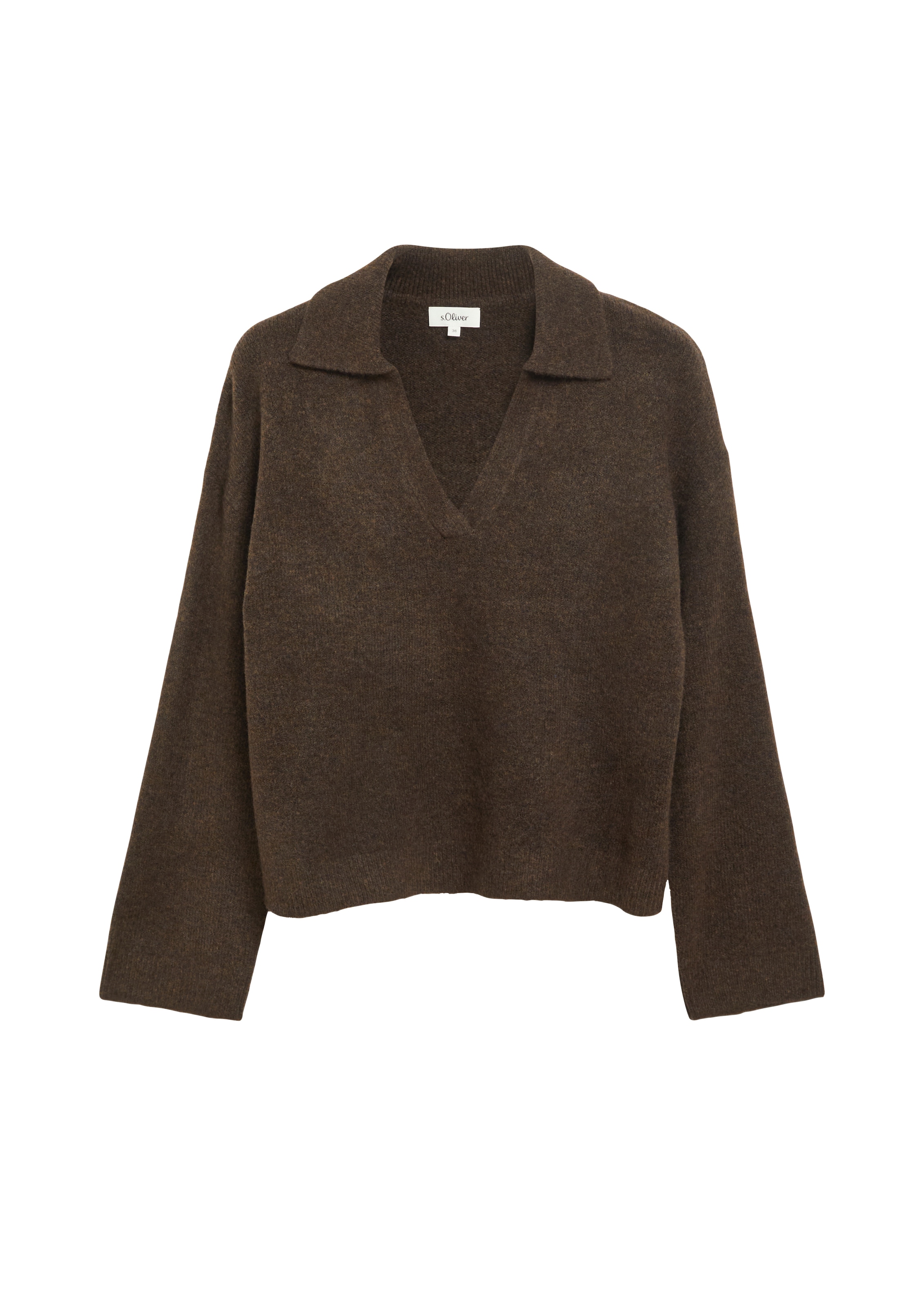 s.Oliver Strickpullover Winterpullover mit Hemdkragen und V-Ausschnitt