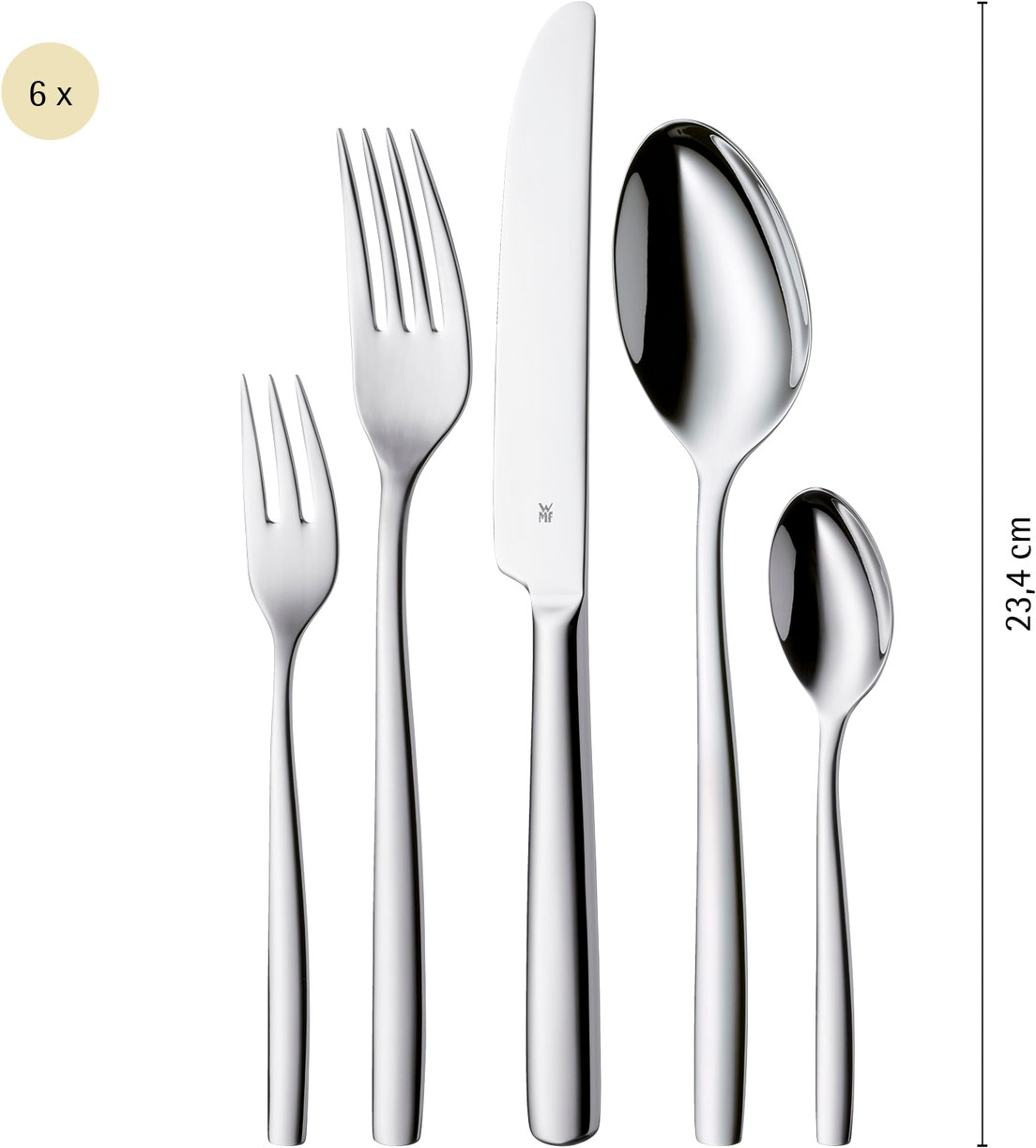 WMF Besteck-Set »Palma in klassisch-stilsicherer Optik, ergonomisch, Wellenschliff« spülmaschinengeeignet, optimale Schärfe, hochwertiger Besteckkasten