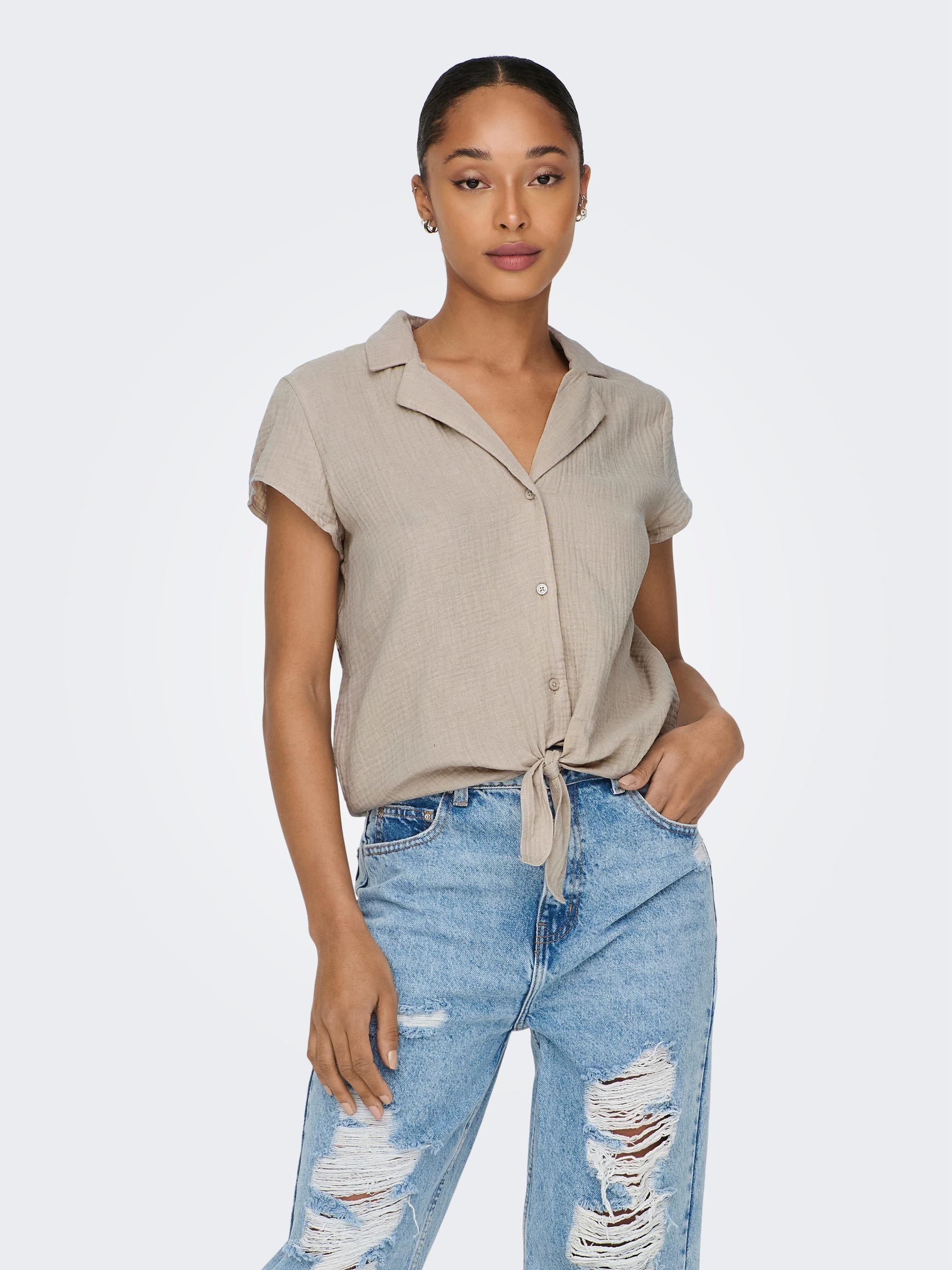 ONLY Kurzarmbluse »ONLTHYRA LIFE CAPSLEEVE SHIRT WVN« Baumwolle, regular fit
