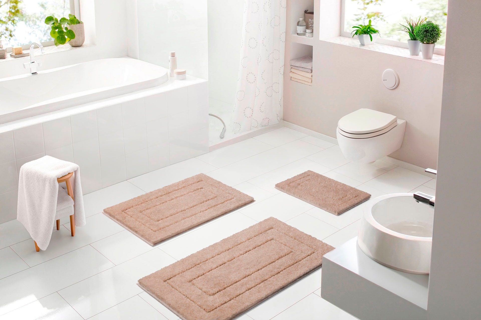 my home Badematte »Eliane«, rutschhemmend beschichtet, strapazierfähig, Badteppich, mit Hoch-Tief-Effekt