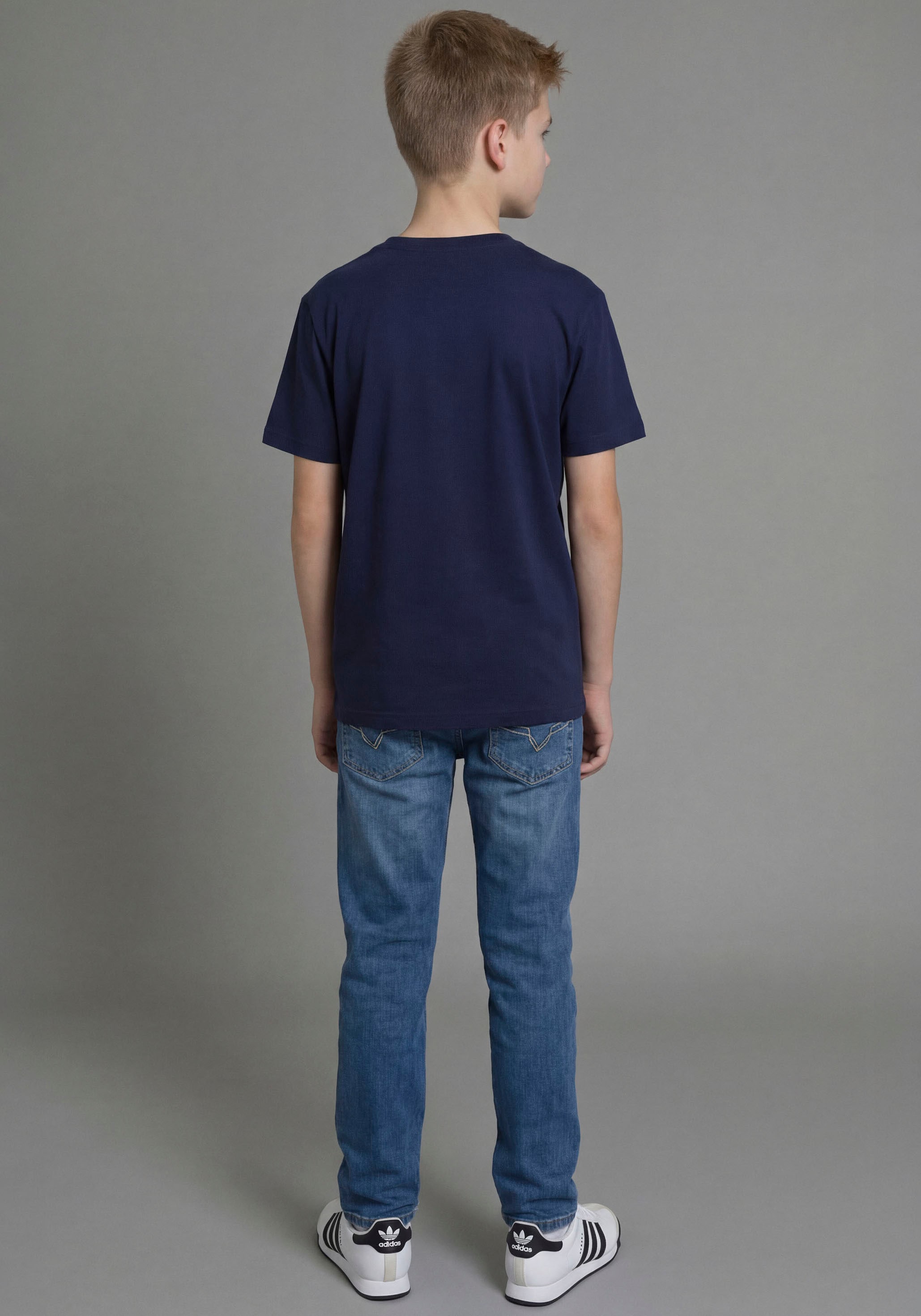 H.I.S T-Shirt »2er Pack T-Shirts mit Logodrucken für Jungen« Packung, 2, 2 tlg. Basic Schnitt, kurze Ärmel, bedruckte Optik, Logodrucke