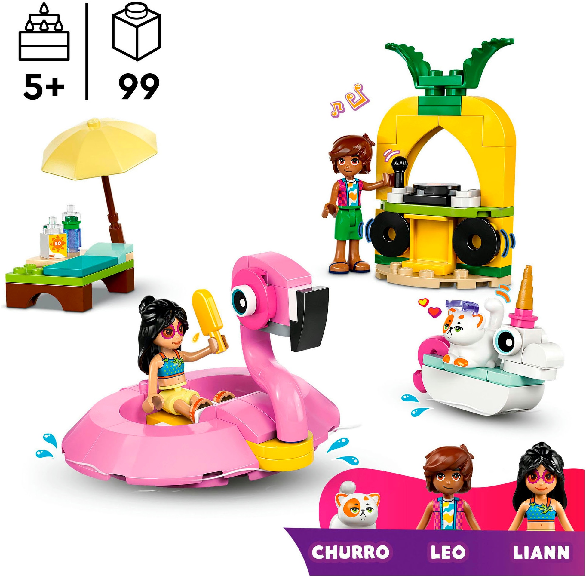 LEGO® Konstruktionsspielsteine »Poolparty mit Einhorn und Flamingo (42658), LEGO Friends«, (99 St.), Made in Europe