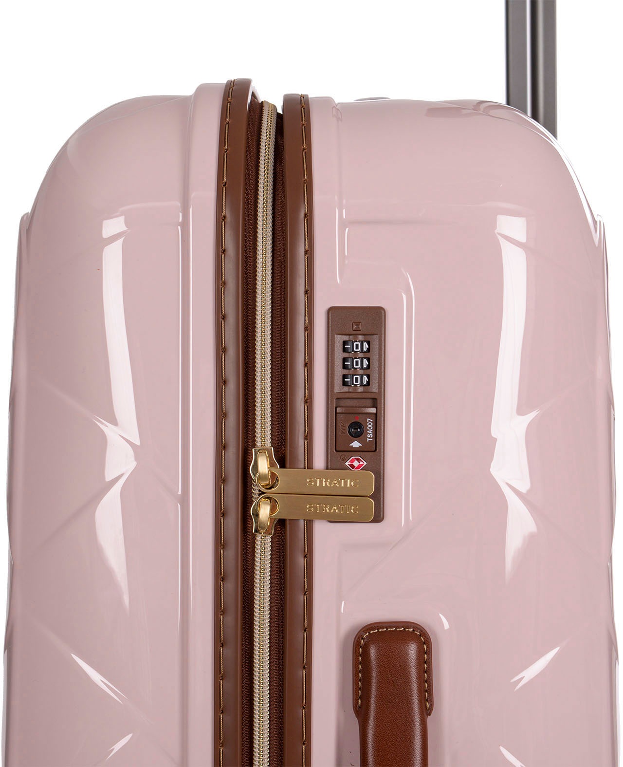 Stratic Hartschalen-Trolley »Leather&More L, rose«, 4 Rollen, Reisekoffer großer Koffer Aufgabegepäck TSA-Zahlenschloss