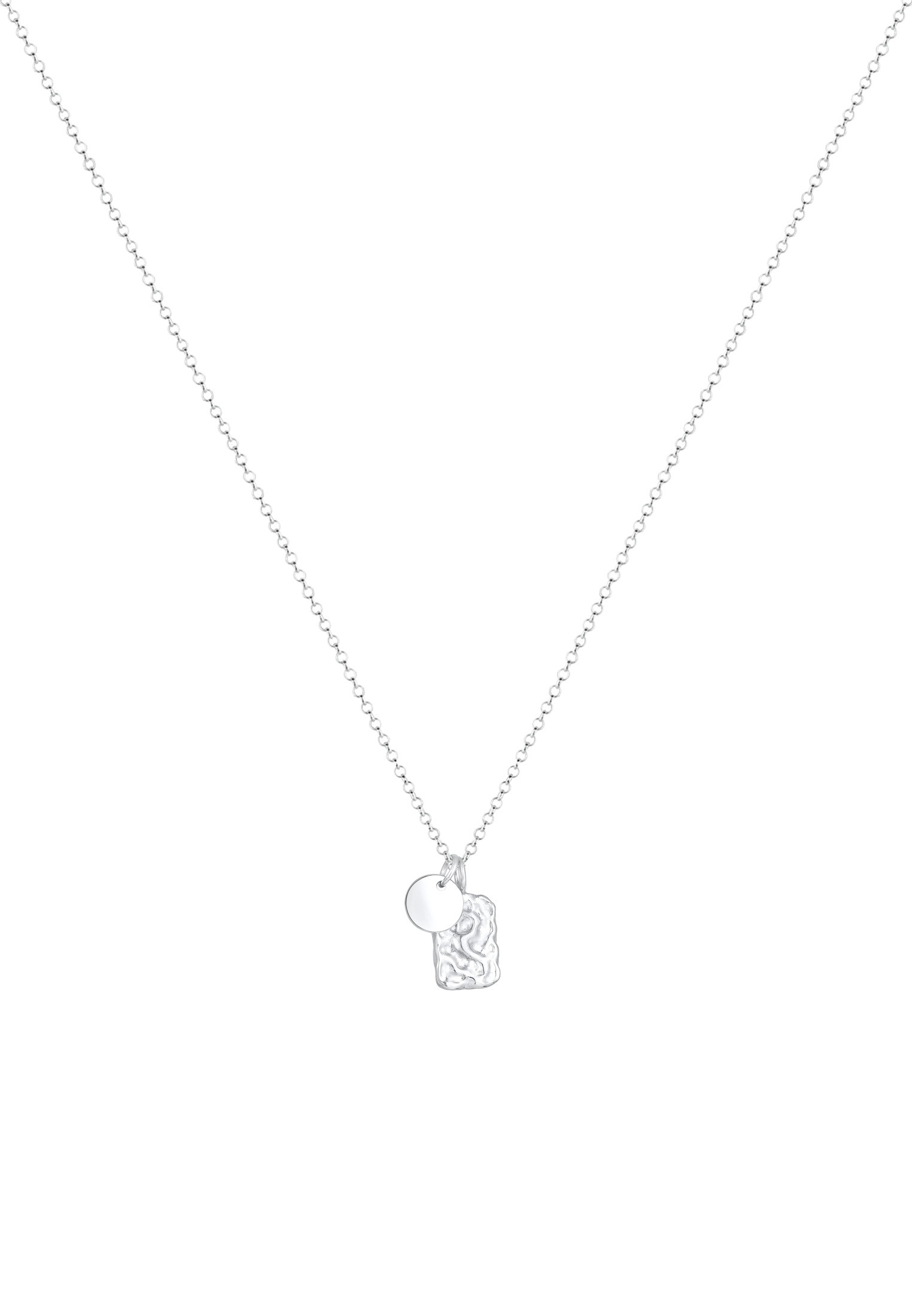 Elli Kette mit Anhänger »Halskette Plättchen Rechteck Organic Look 925 Silber«