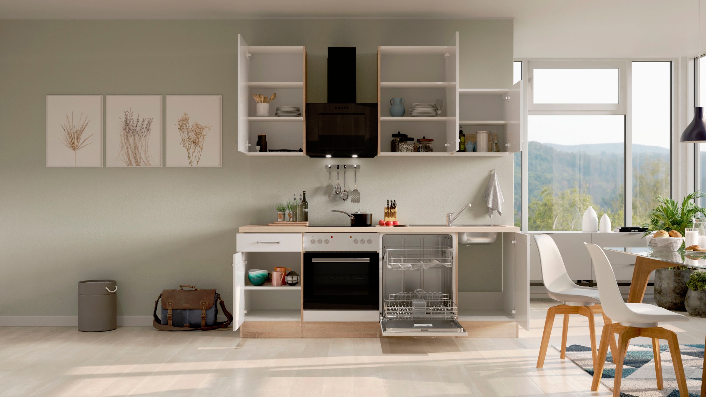 Flex-Well Küchenzeile »Florenz« mit E-Geräten, Breite 220 cm, in vielen Farbvarianten erhältlich