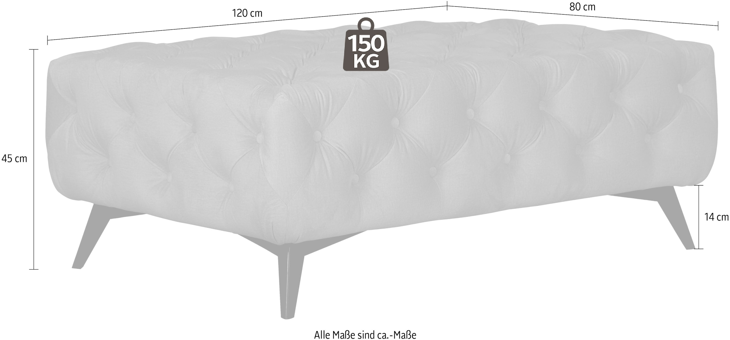 Home affaire Polsterhocker »Amaury« Chesterfield-Optik, Breite 120cm, Fußfarbe wählbar