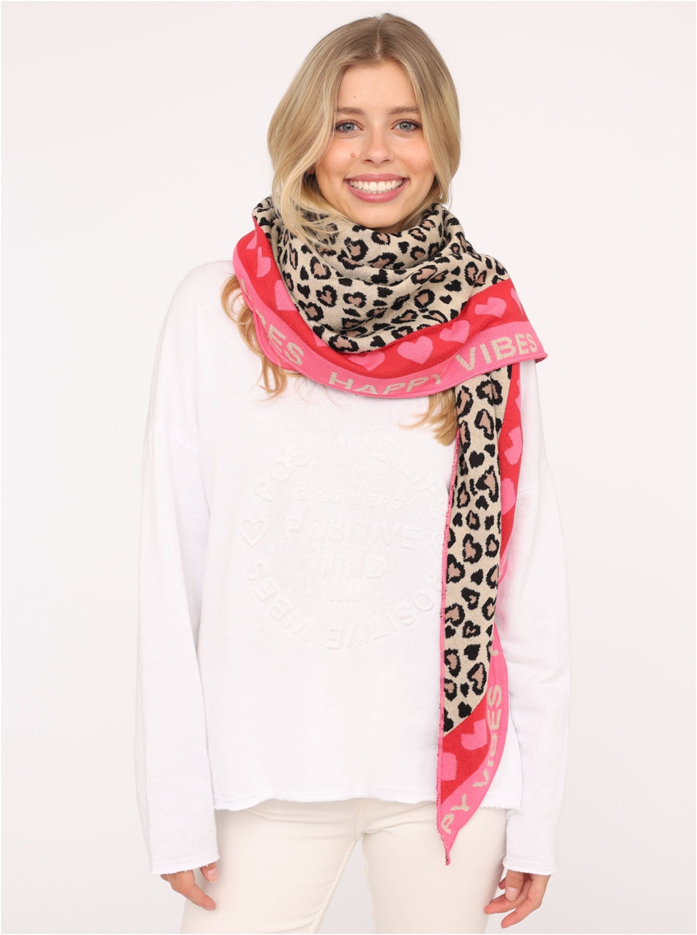 Zwillingsherz Modetuch »verbindet Leomuster mit Herzen und Schrift«