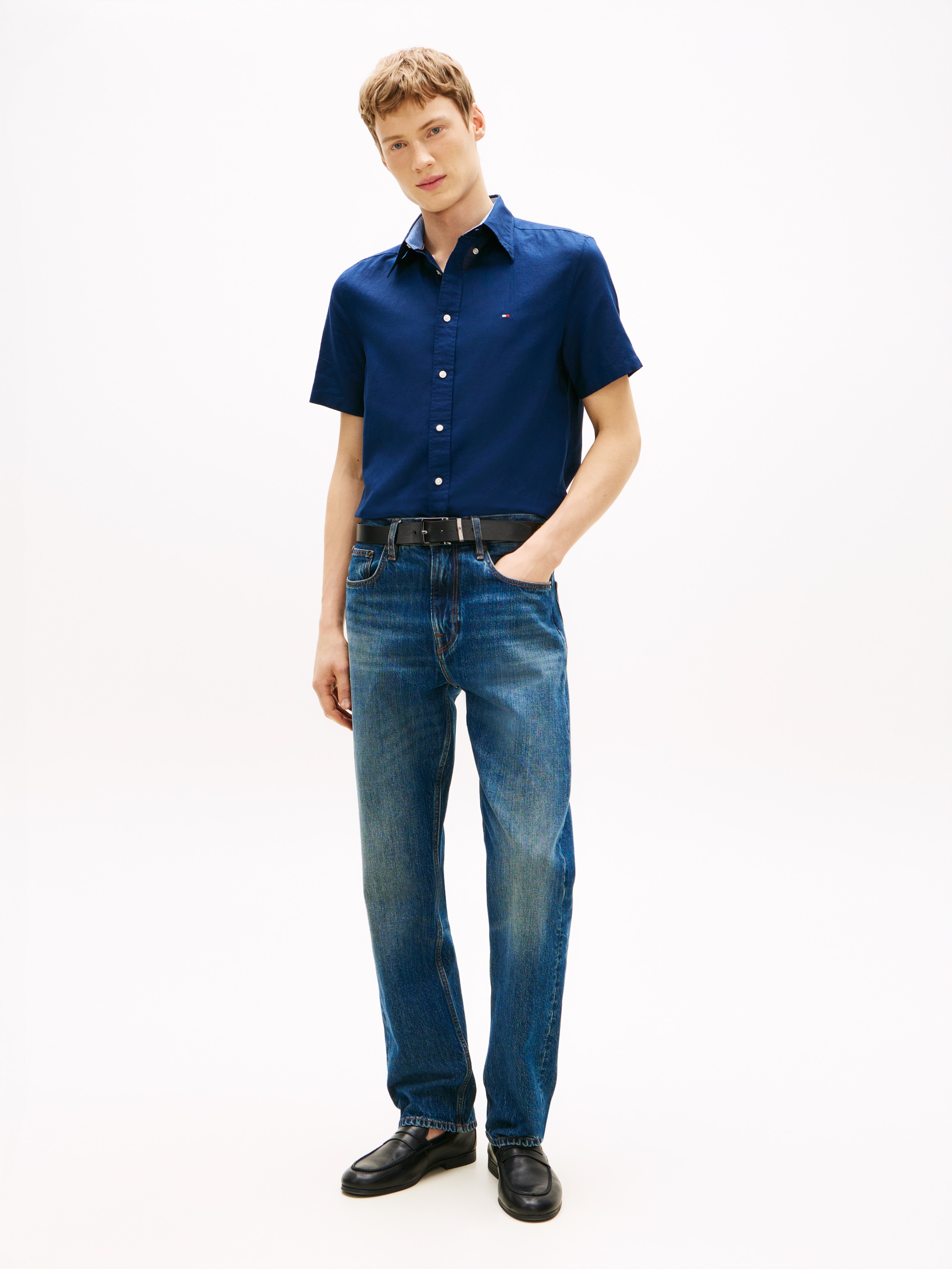 Tommy Hilfiger Kurzarmhemd »LINEN BLEND SOLID«