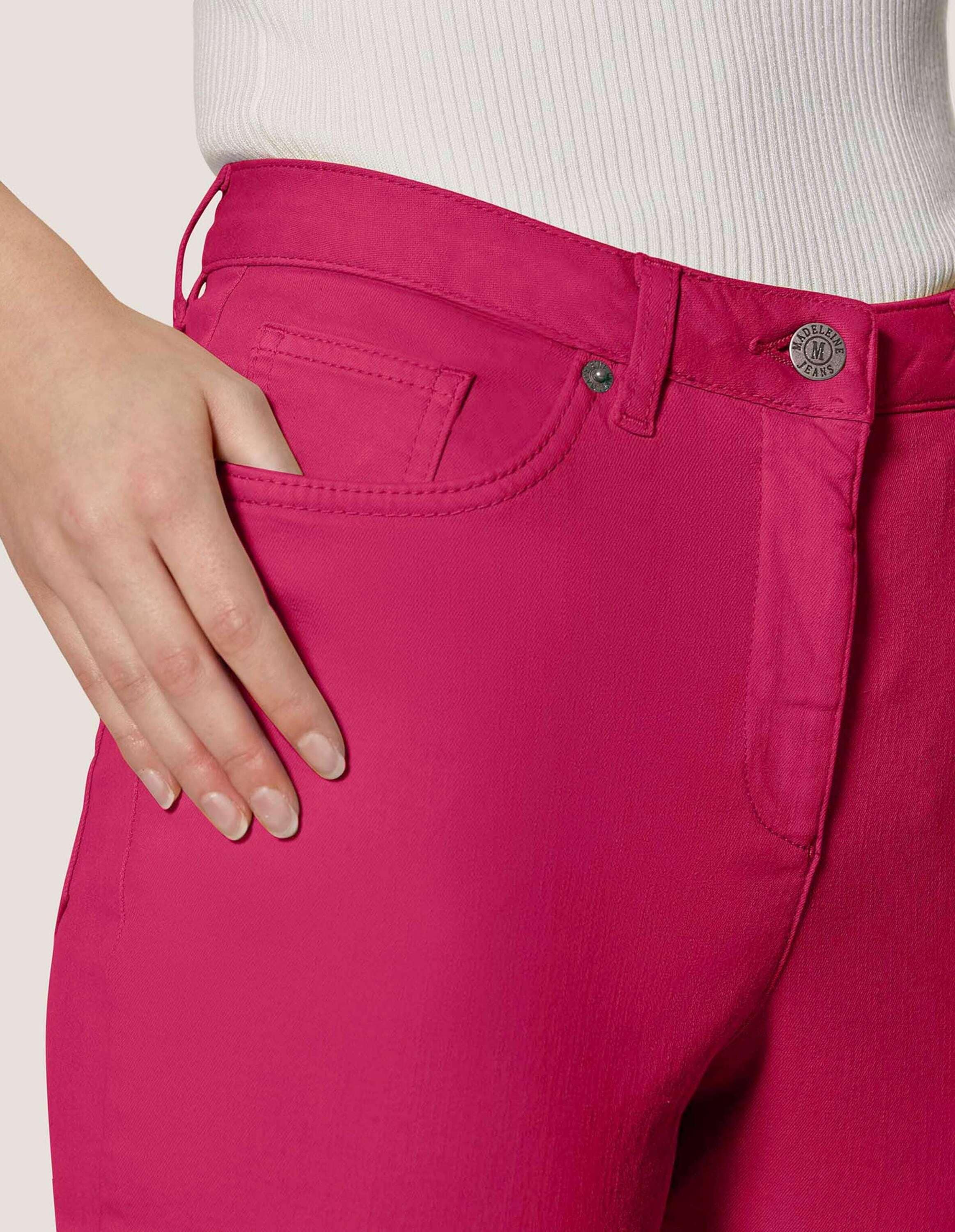 MADELEINE Regular-fit-Jeans »Jeans Mid Waist Skinny-Hose mit Fransen« mit Fransensaum