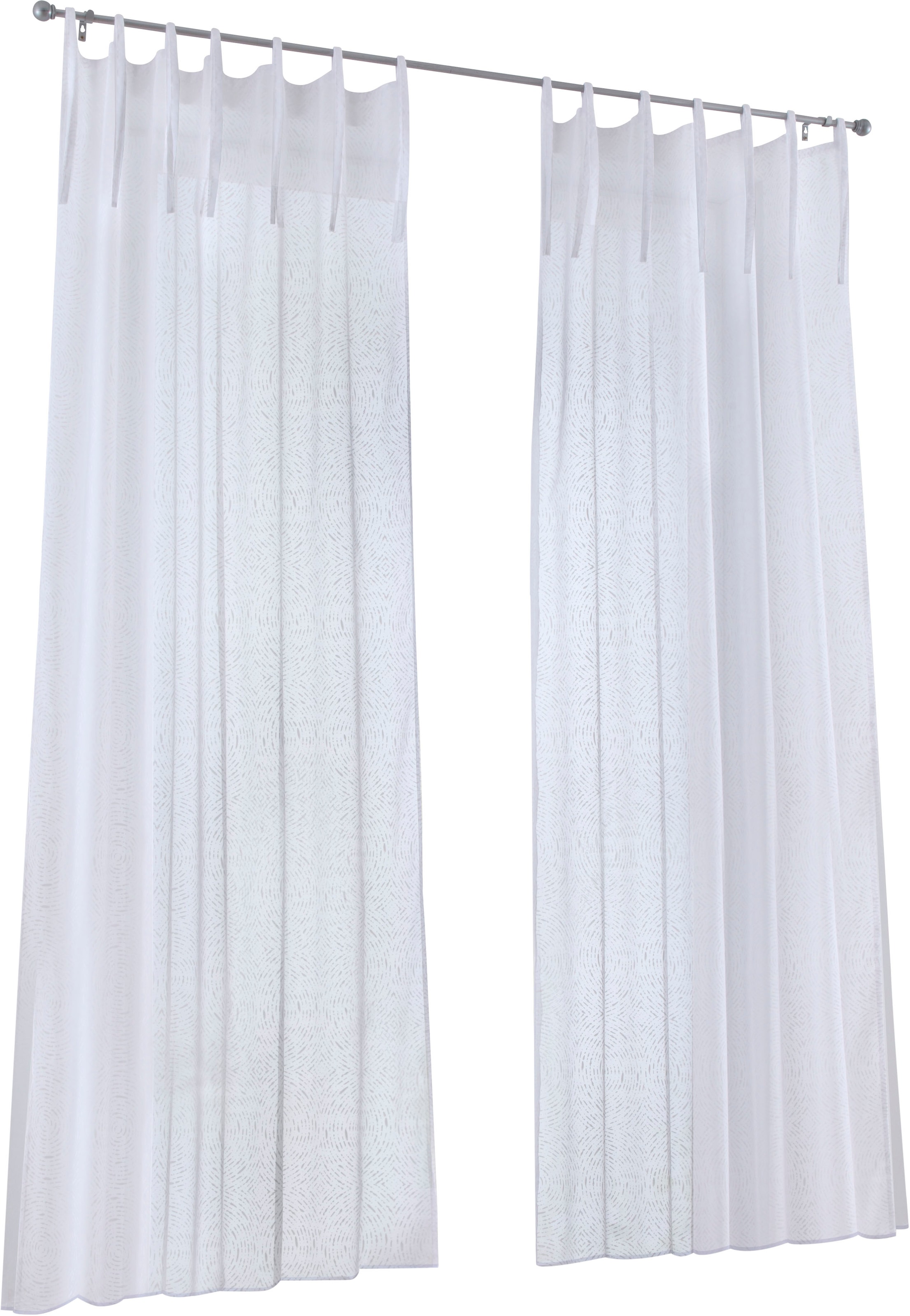 Polyester, halbtransparent, einfarbig weiß, Vorhang (1 Kutti St.), Gardine bedruckt, Schal«, »Timber