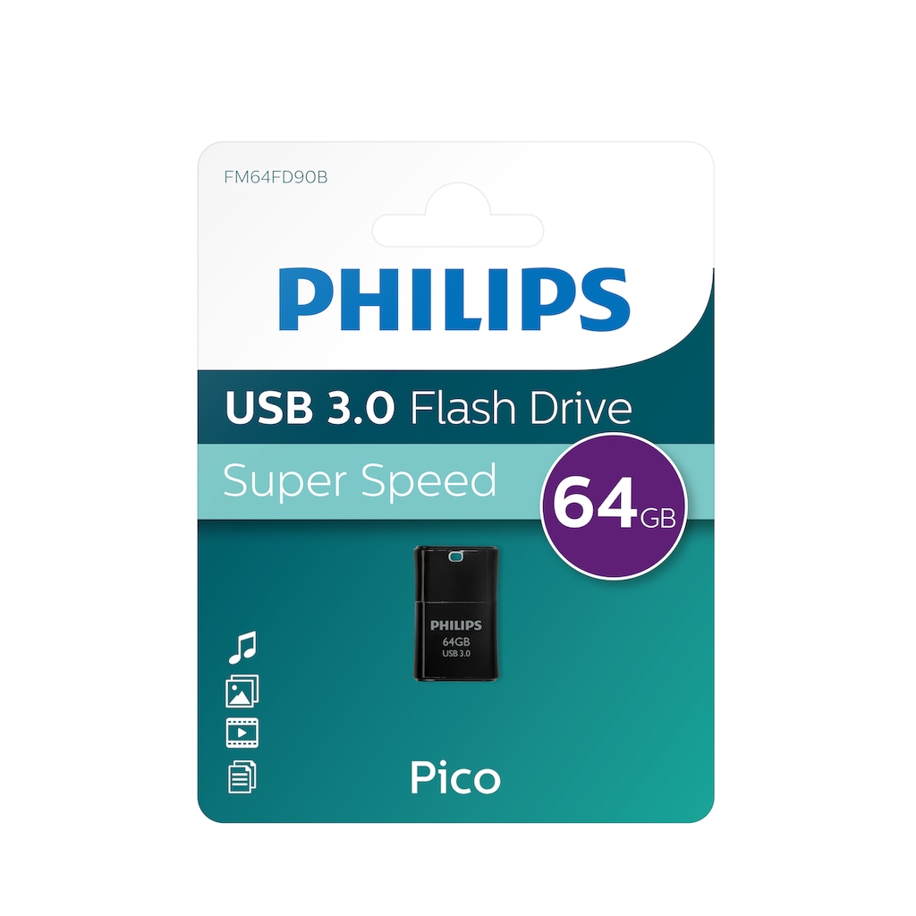 Philips Micro-USB-Stick »USB 3.0 Pico Edition Midnight Black«, (USB 3.0 Lesegeschwindigkeit 180 MB/s)