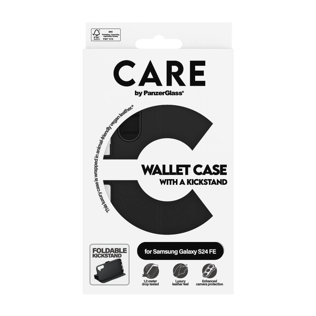 CARE by PanzerGlass Handyhülle »Wallet Case with Kickstand für Samsung Galaxy S24 FE« Backcover, Schutzhülle, Handyschutzhülle, Case, Schutzcase, stoßfest