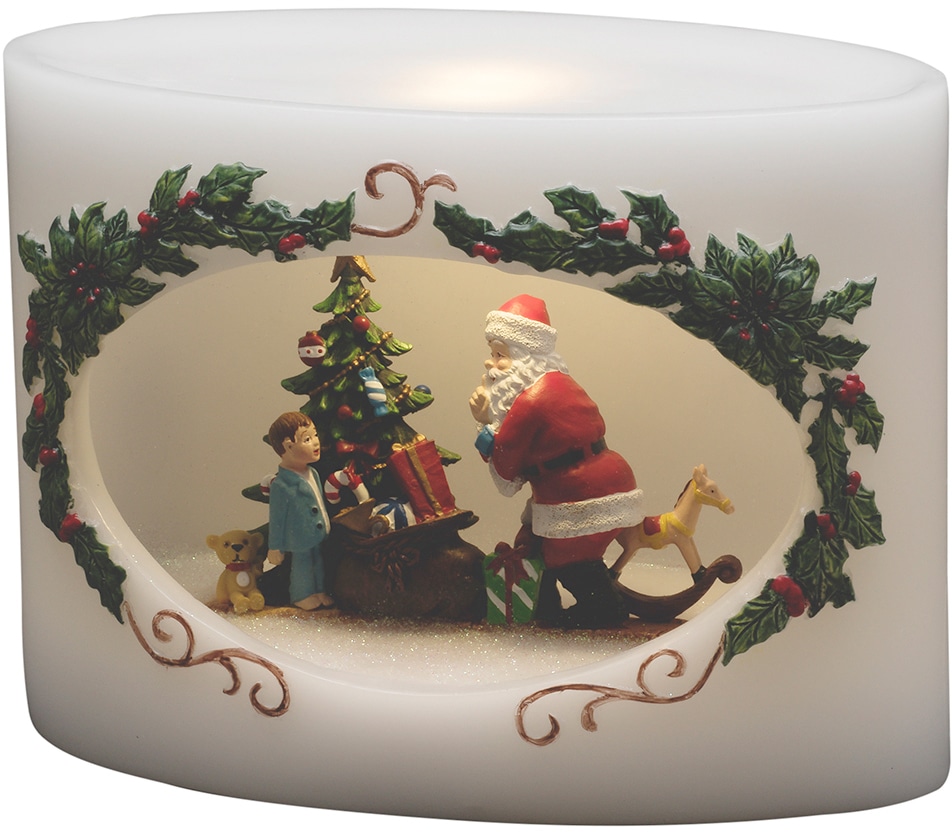 KONSTSMIDE LED-Kerze »Weihnachtsdeko«, LED Echtwachskerze Weihnachtsmann  mit Kind auf Rechnung bestellen