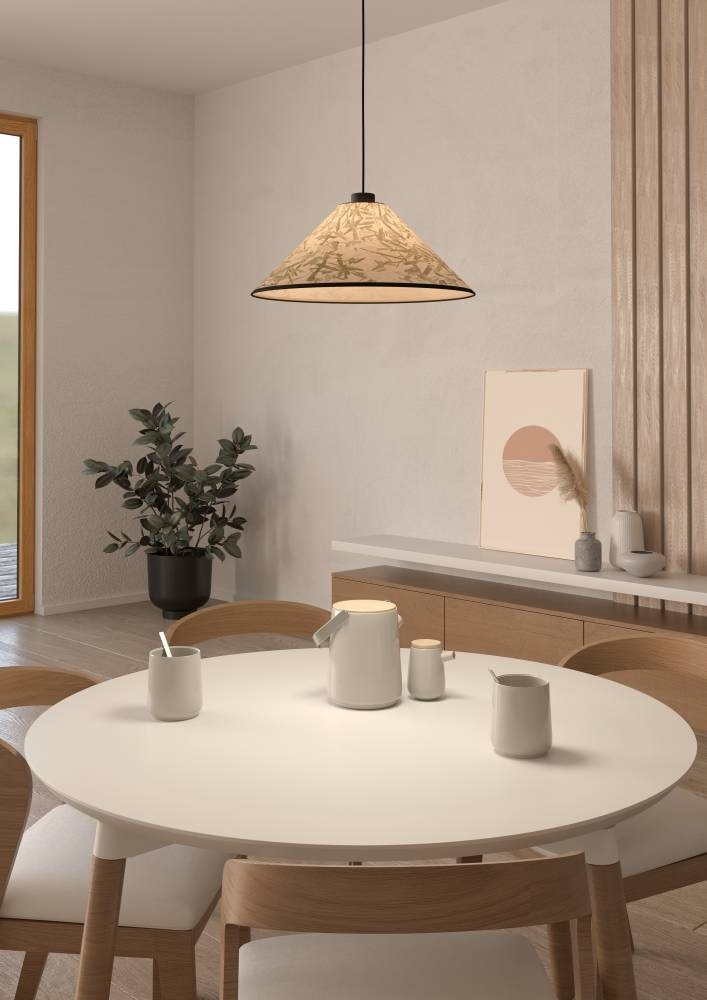 EGLO Hängeleuchte »OXPARK« E27 1 Stk. Pendelleuchte, Esszimmerlampe, Textil, Bambusblätter, Hängeleuchte