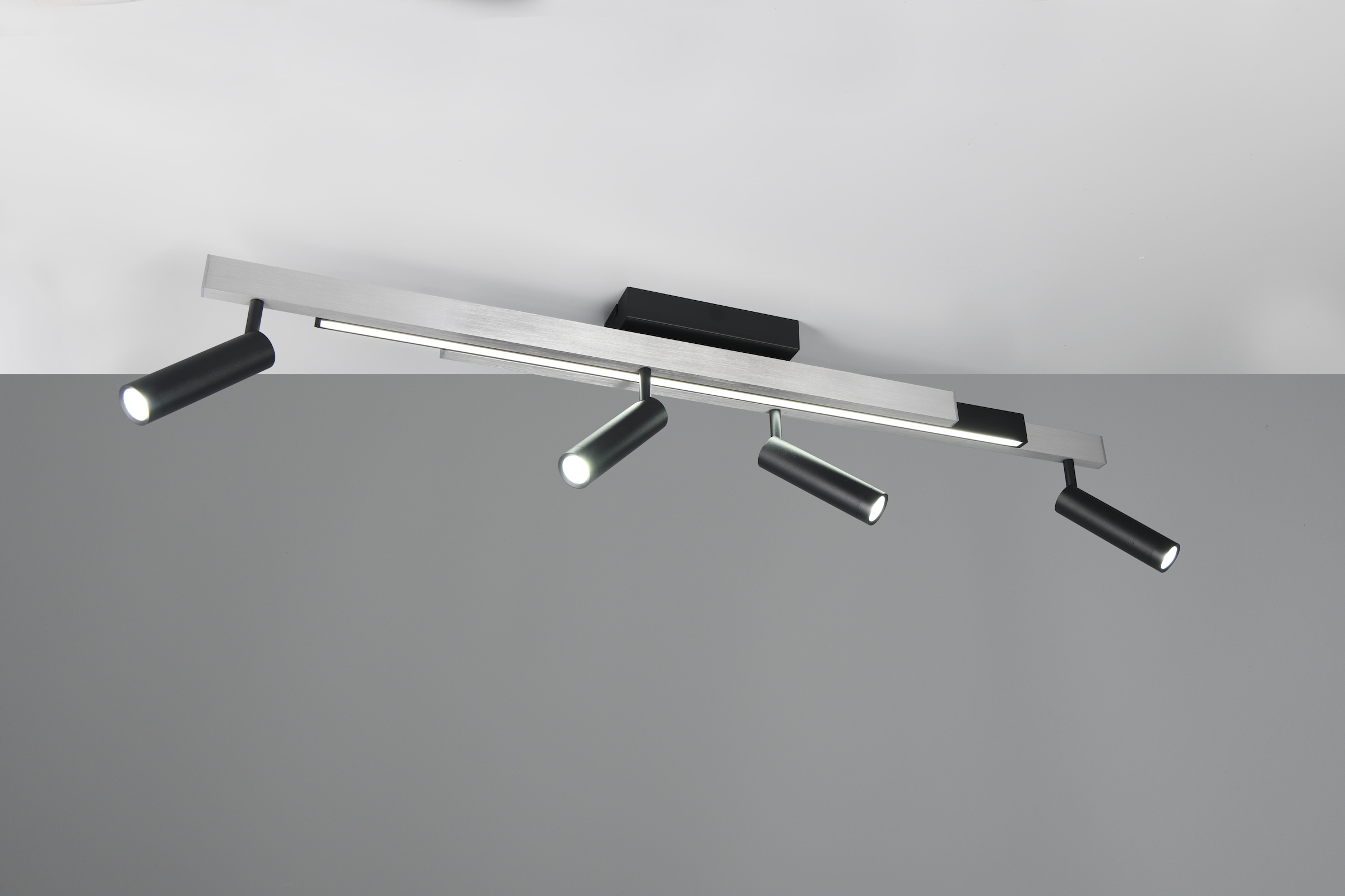 TRIO Leuchten LED Deckenleuchte »ZENO ausziehbare LED Deckenlampe mit 4 verstellbaren Spots dimmbar CCT« LED-Board 1 Stk. warmweiß - kaltweiß getrennt schaltbare Spots, Lichtfarbe einstellbar inkl Fernbedienung