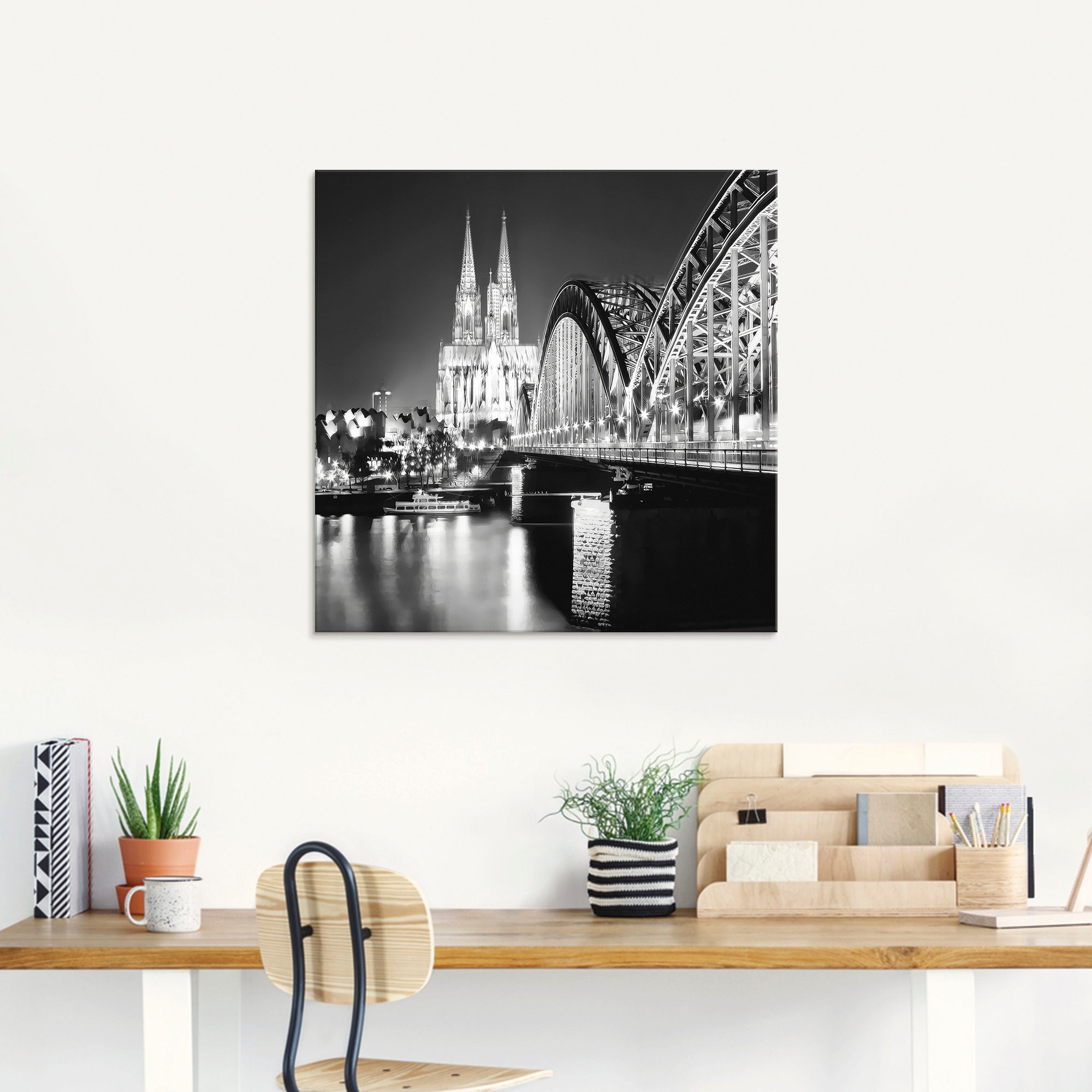 Artland Glasbild »Köln Skyline Abstrakte Collage 19« Brücken 1 Stk. tlg. in verschiedenen Größen