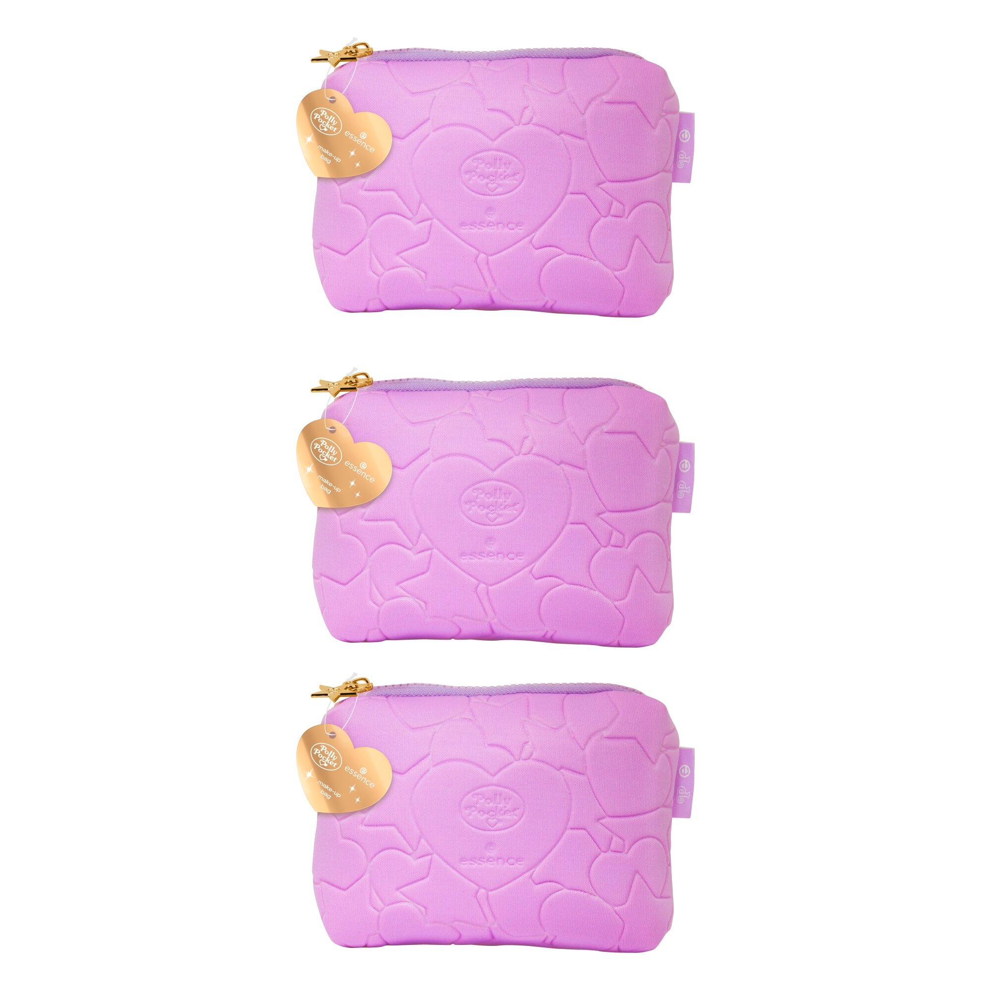 Essence Kulturbeutel »Polly Pocket make-up bag«, (Set, 3 tlg.), Zartes Lavendel-Design mit Retro-Vibes, Kompakt, ideal für unterwegs