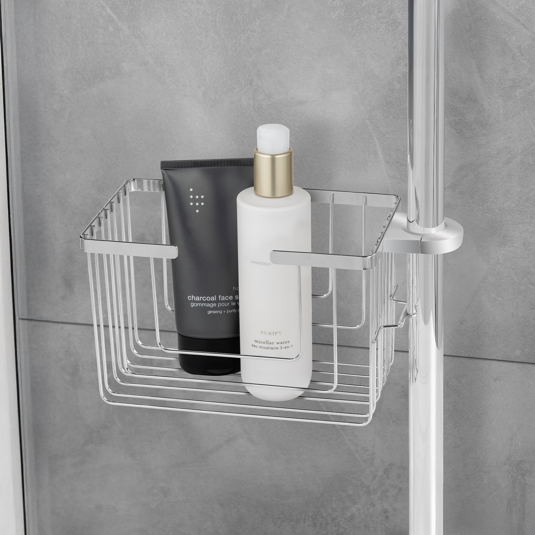 WENKO Duschablage »Valognes« Duschstangencaddy aus rostfreiem Edelstahl, Montage ohne Bohren