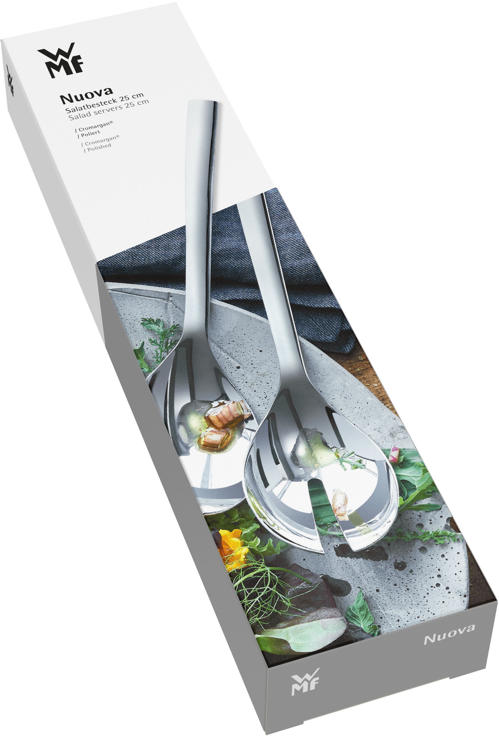 WMF Salatbesteck »Nuova« 2-tlg., 25 cm, Cromargan Edelstahl rostfrei 18/10, Geschenkverpackung
