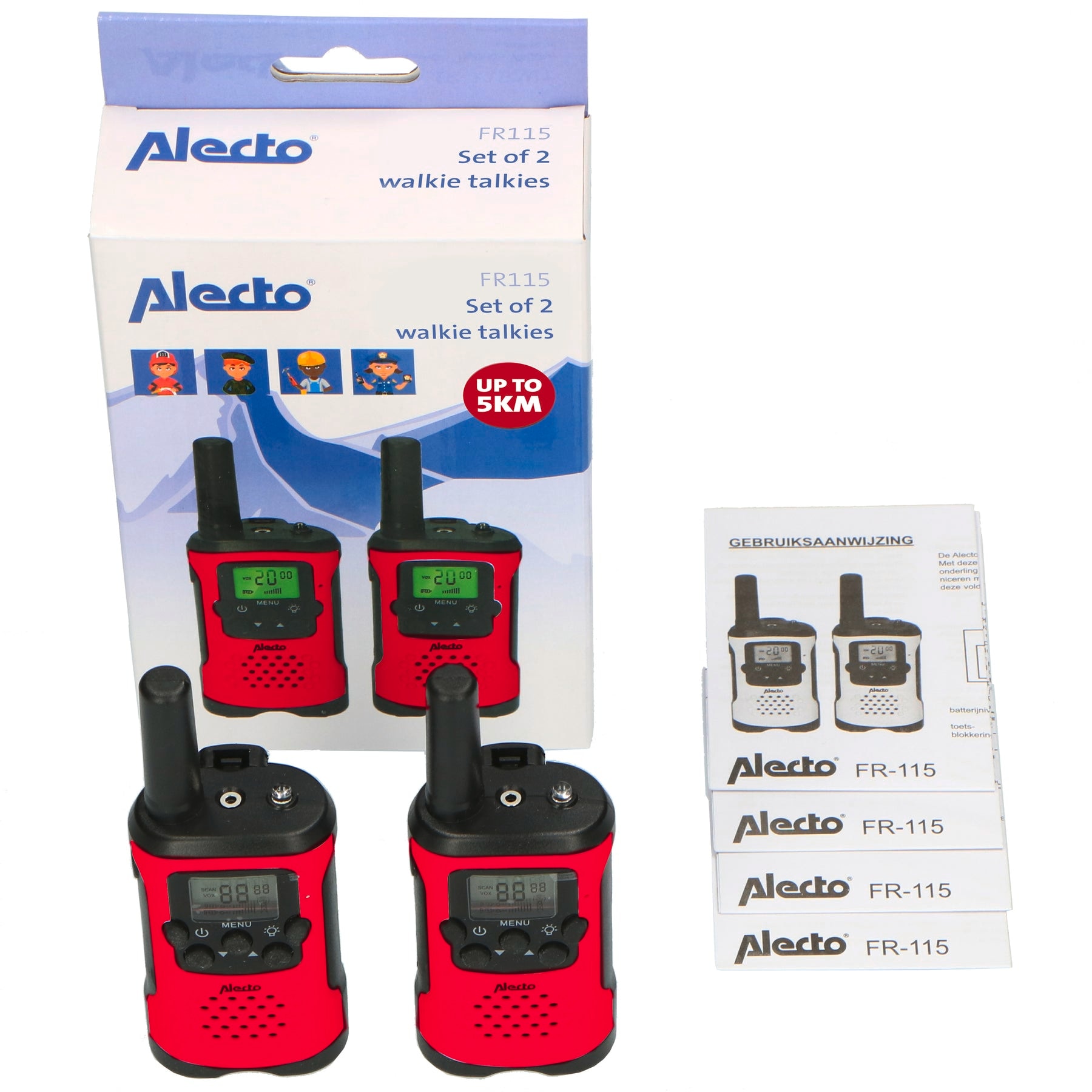 Alecto Walkie Talkie »FR-115 Walkie-Talkie-Set«, (Set, bestehend aus 2x Alecto FR115 und 2x Gürtelclip)