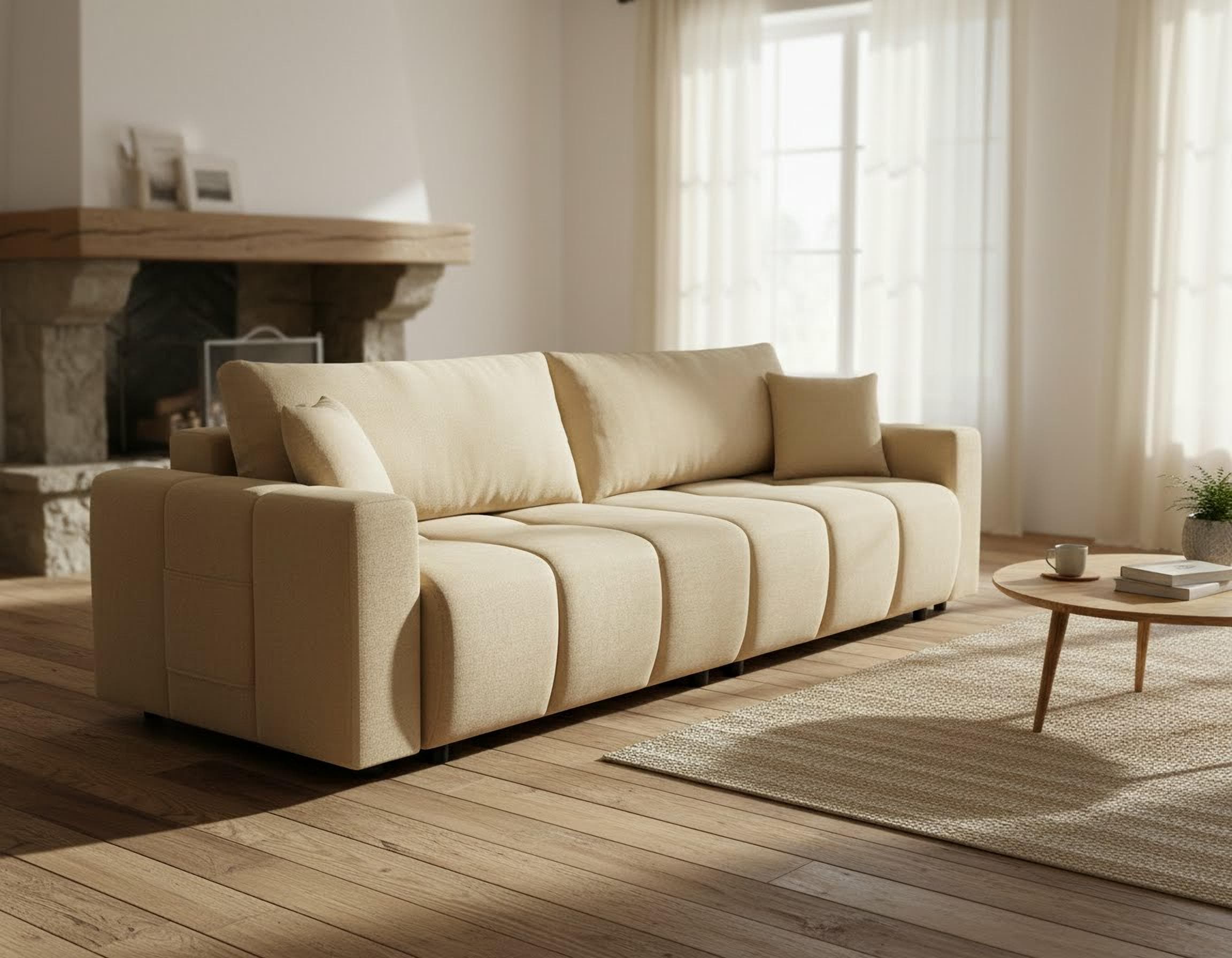 OTTO home Schlafsofa »YLVAA 3-Sitzer, 239cm/Schlafsofa (132/198)-OTTO. Verlässliche Qualität« Tonnentaschen-Federkern, Bettkasten, Feinstruktur weich