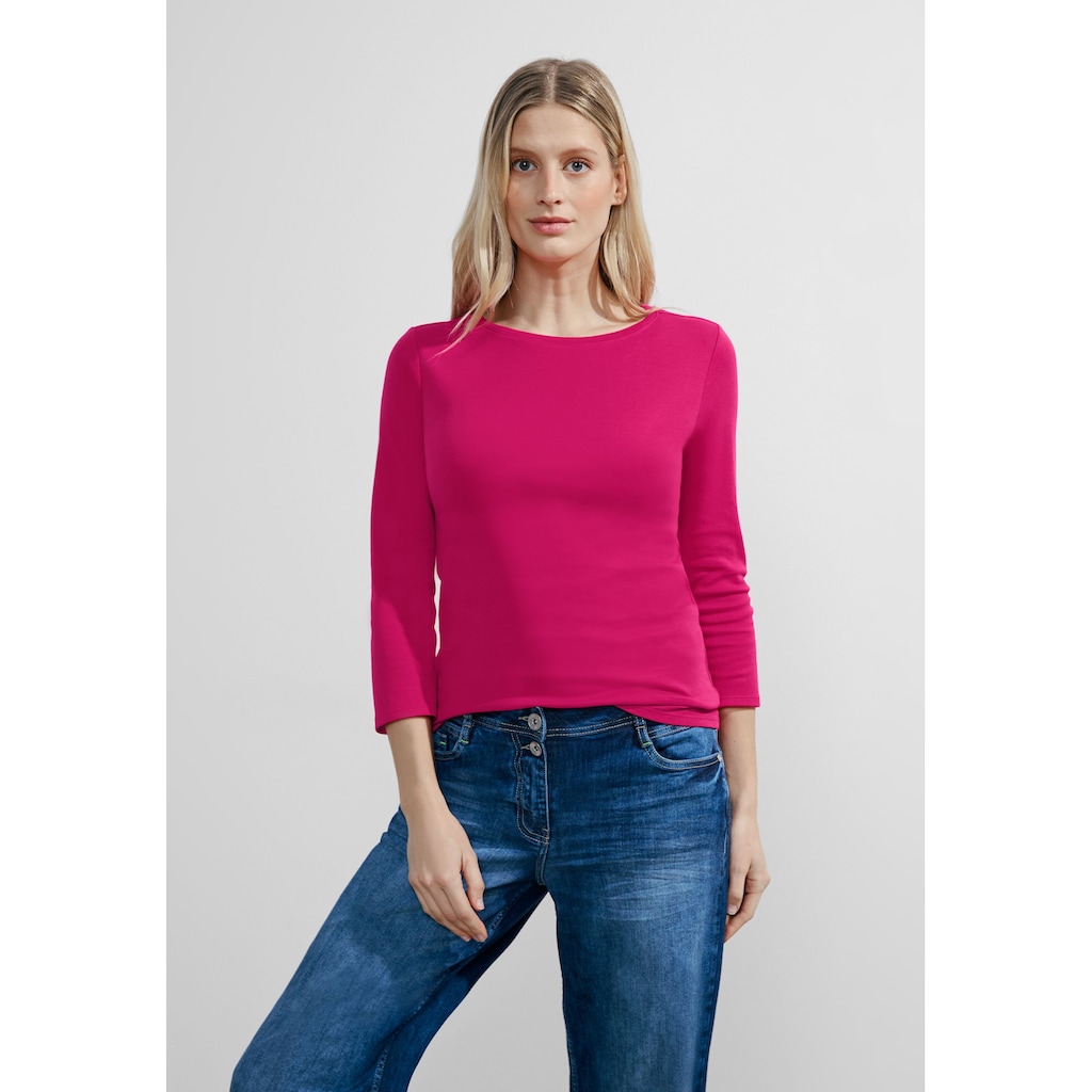 Cecil 3/4-Arm-Shirt »Basic Boatneck«, mit U-Boot-Ausschnitt