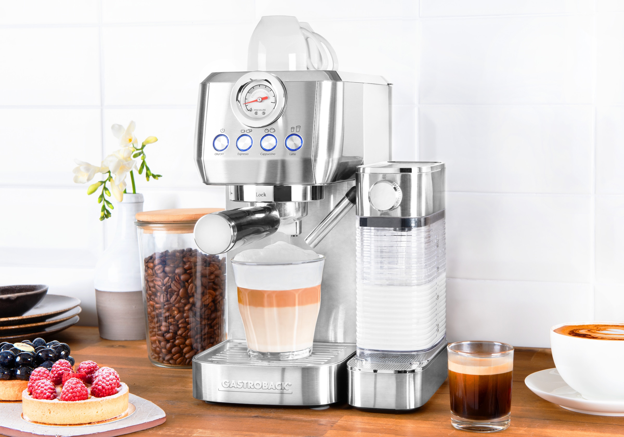 Gastroback Espressomaschine »42722 DESIGN ESPRESSO PICCOLO PRO M« mit integriertem, automatischem Milchaufschäumer