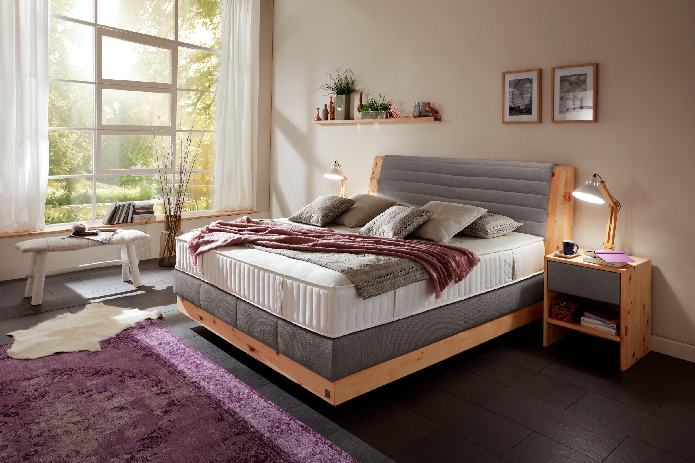 ADA premium Boxspringbett »Chalet«, Grand Comfort TF 1000 PM, Zirbenholz natur geölt