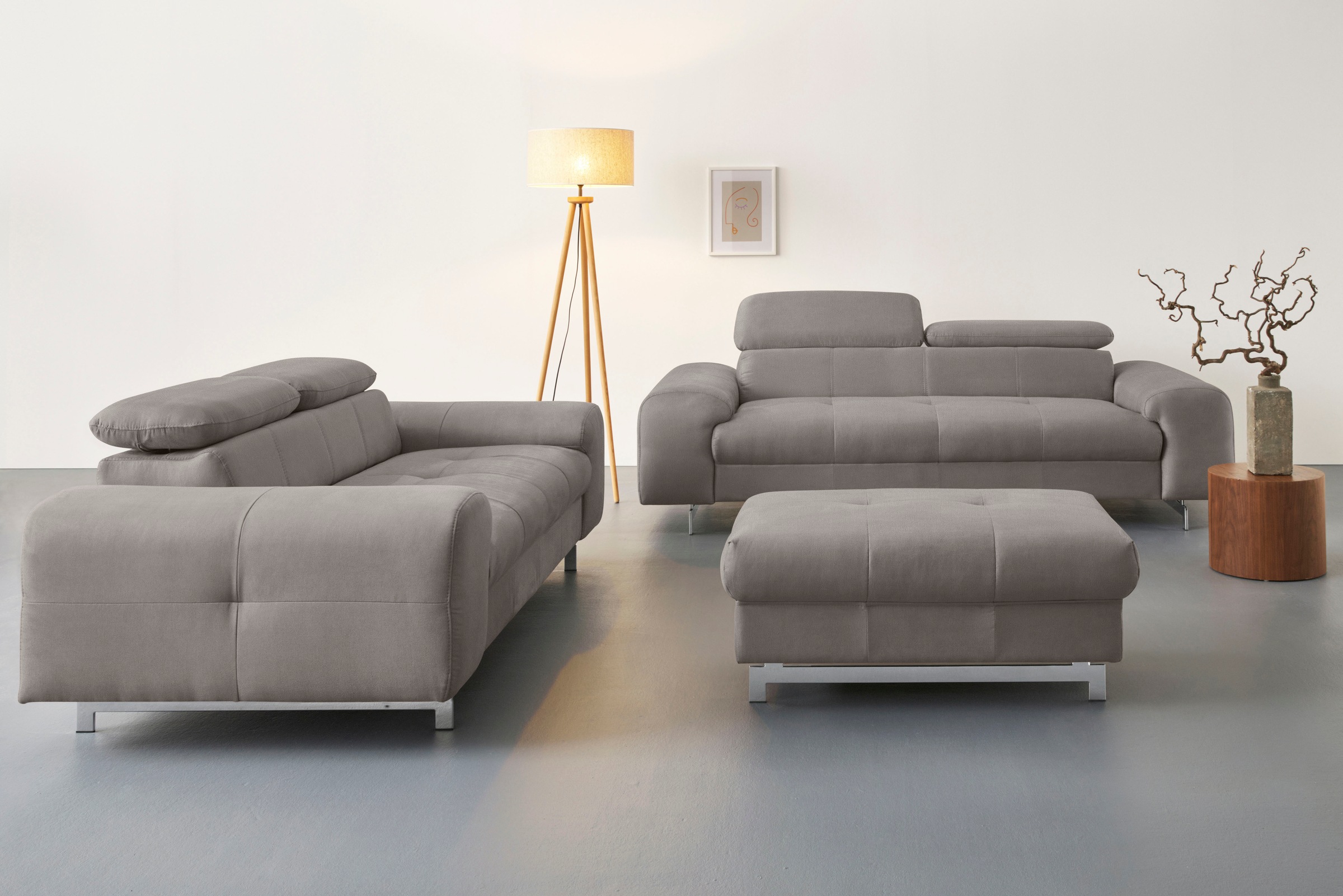 COTTA 2-Sitzer »Chef«, Big-Sofa mit Kopfteilverstellung, edle Metallkufen