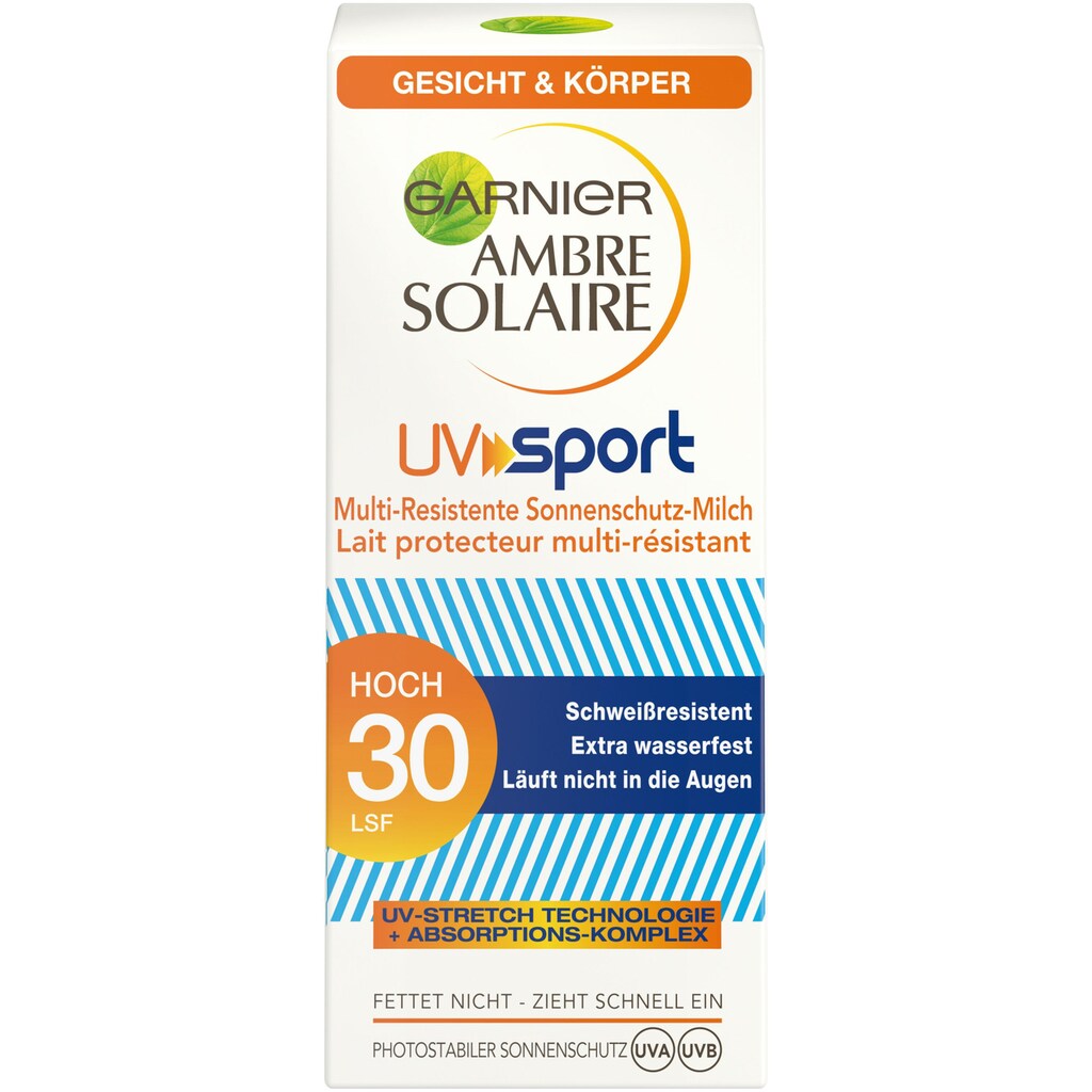 GARNIER Sonnenschutzmilch »Ambre Solaire UV Sport Protection LSF 30«