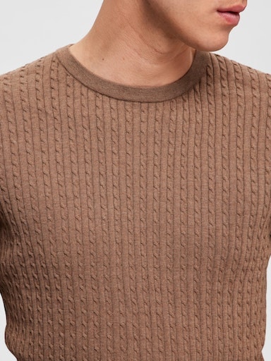 SELECTED HOMME Rundhalspullover »SLHBERG CABLE CREW NECK NOOS«