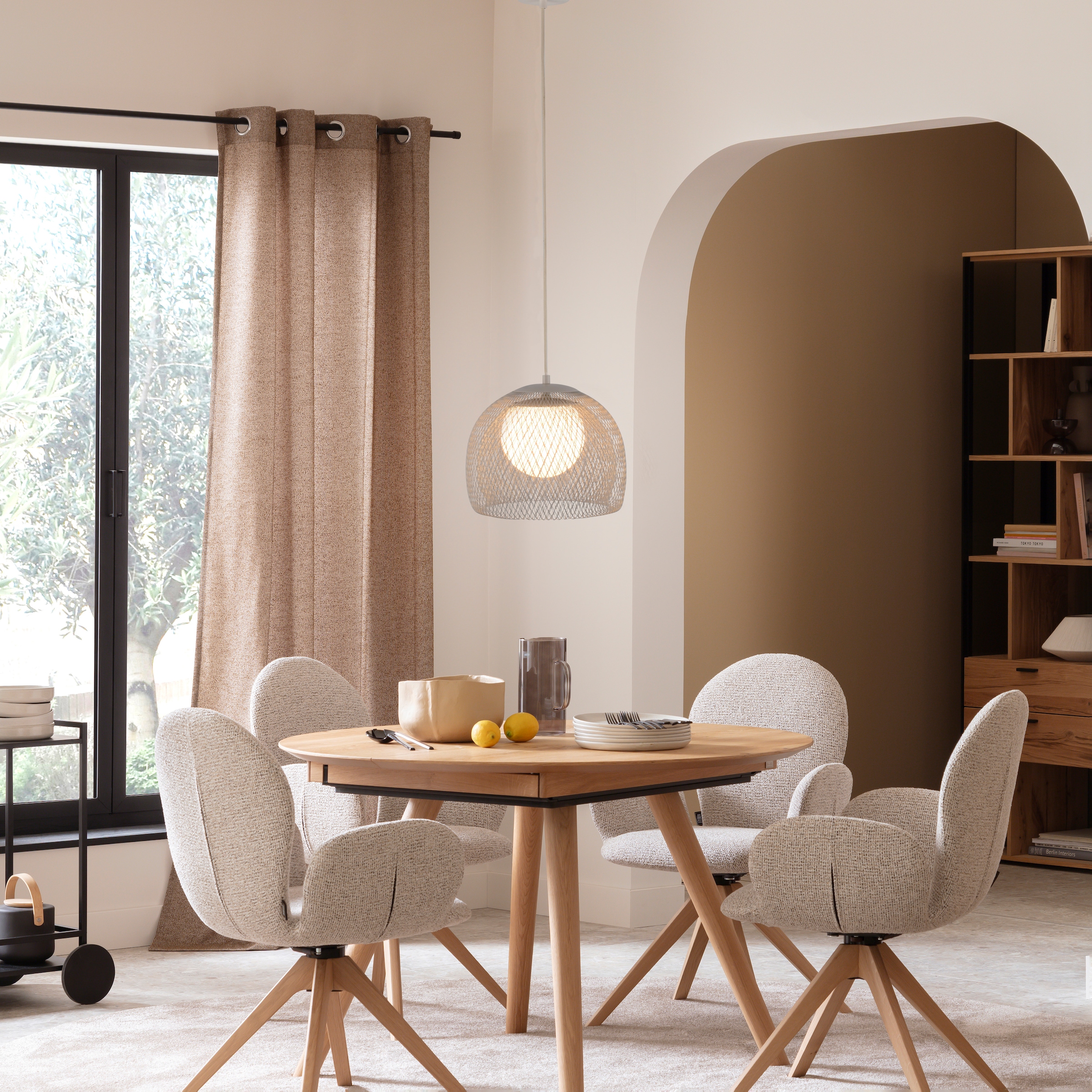 SCHÖNER WOHNEN-Kollektion Pendelleuchte »MESH« G9 1 Stk. Filigranes Design, sanftes Licht & höhenverstellbar in Sandbrise
