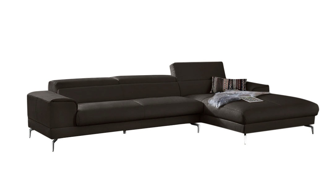 W.SCHILLIG Ecksofa »piedroo, Designsofa mit tollem Sitzkomfort, elegant und bequem, L-Form«, Kopfteilverstellung, wahlweise mit Sitztiefenverstellung, Breite 343cm