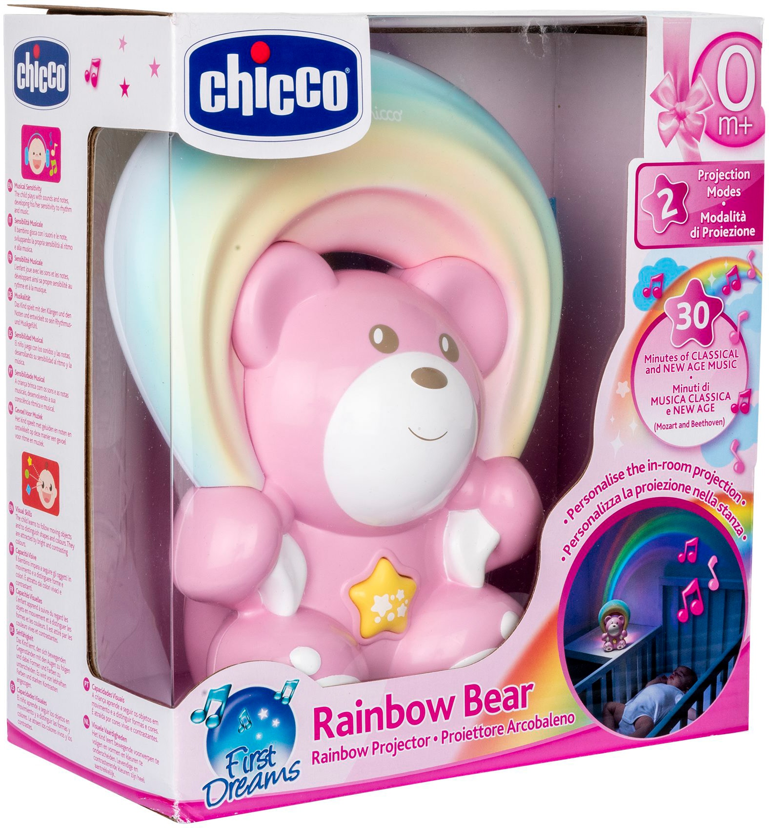 Chicco Nachtlicht »Regenbogenprojektor Bär, Rosa«, mit Melodien