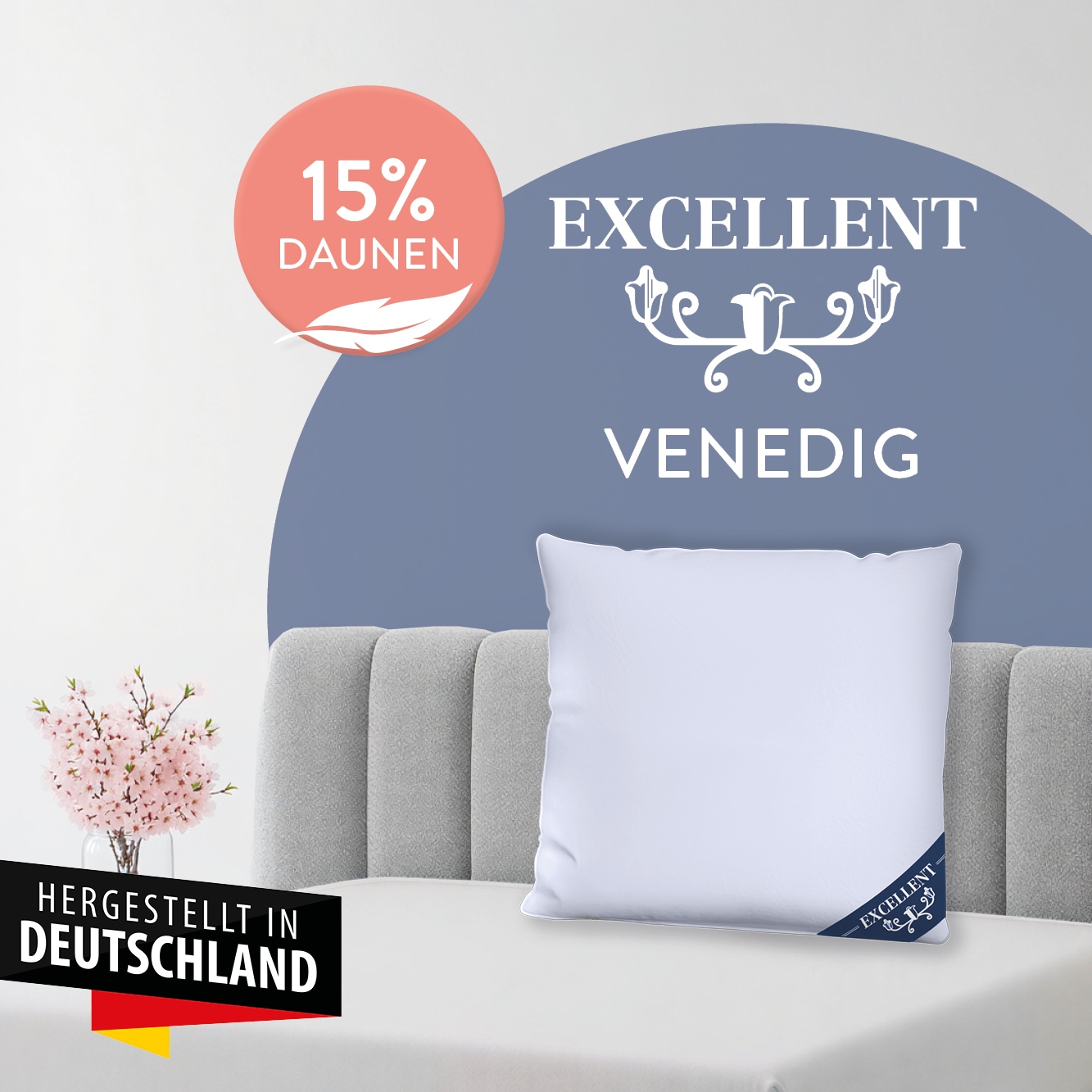 Excellent Kopfkissen »Venedig, Kuschel- oder Kopfkissen 1-tlg. oder 2 -tlg.« Füllung: 85% Federn / 15% Daunen 2 Kopfkissen, 1 Stk. tlg. Deko- oder Kopfkissen in vielen Größen