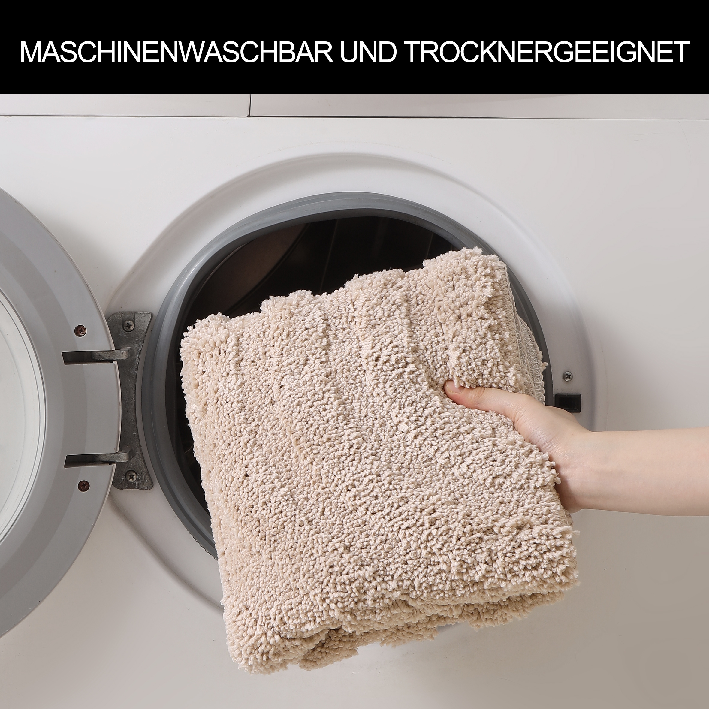 my home Badematte »Sanremo Scandi, Badvorleger, Badezimmer Teppich, Duschvorleger« Höhe 20 mm rutschhemmend beschichtet strapazierfähig Badteppich, Uni Farben, Hoch-Tief-Effekt, modernes Muster, Boho