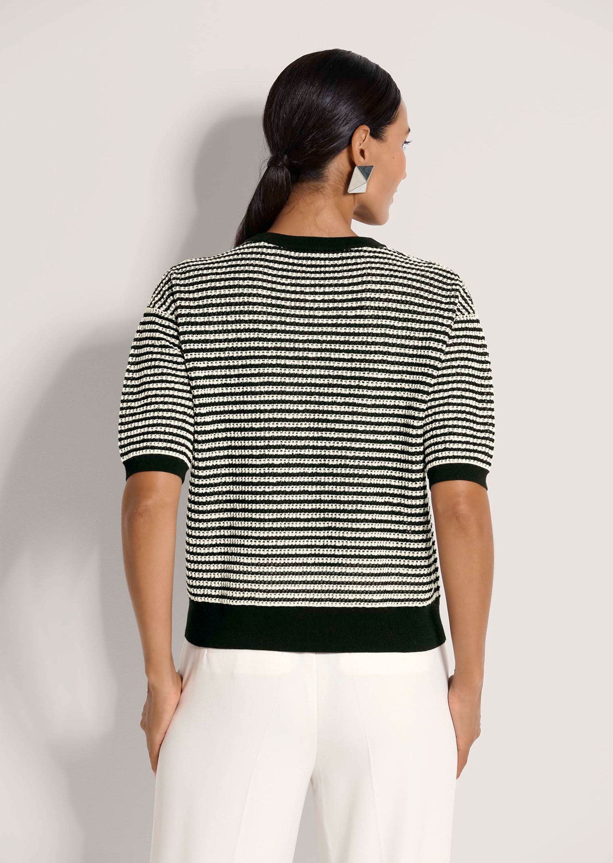 MADELEINE Longpullover »Wollpullover Sommerpullover mit Streifenmuster« Strukturstrick