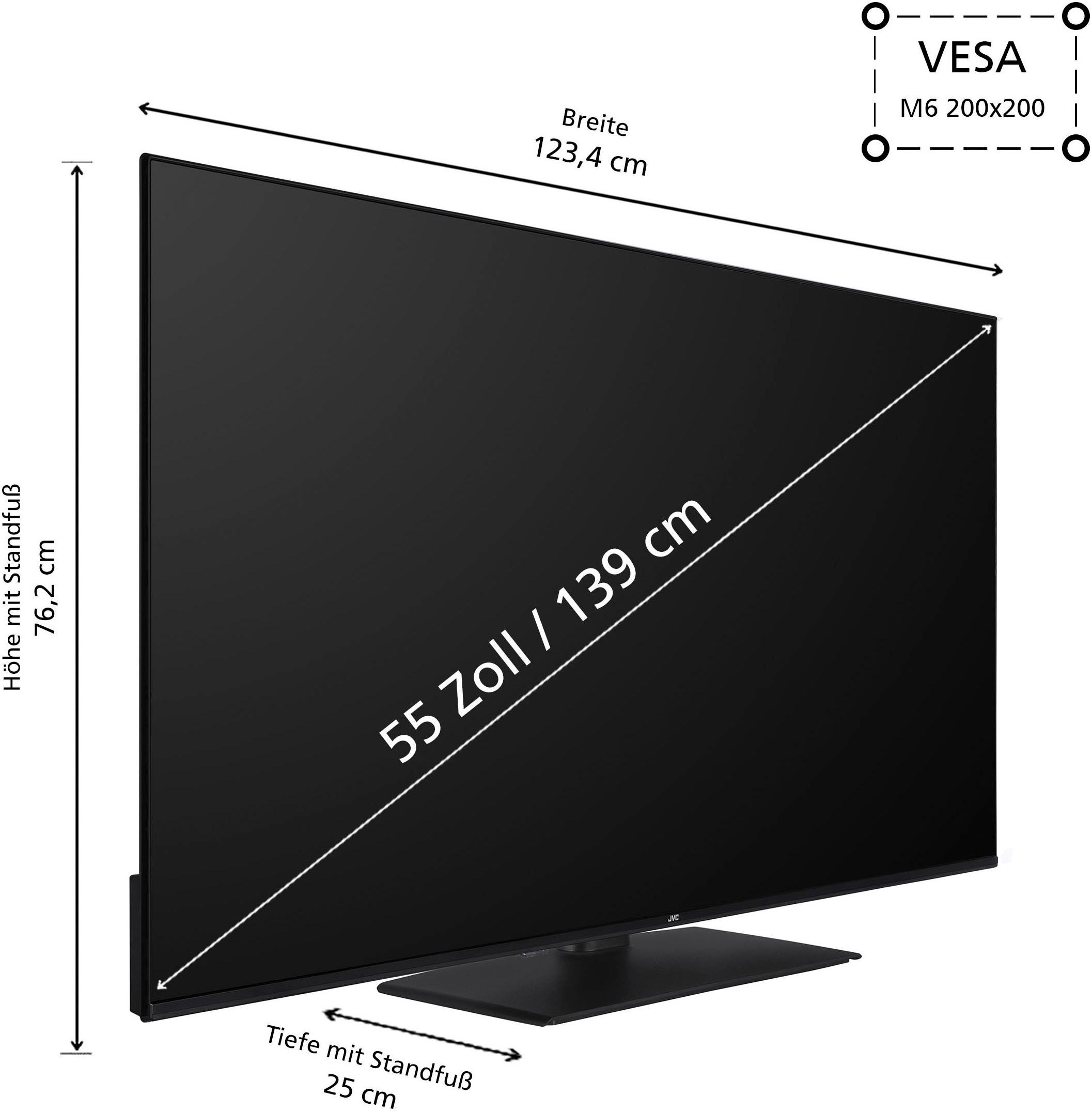 JVC QLED-Fernseher »LT-55VUQ3455«, 4K Ultra HD, Smart-TV