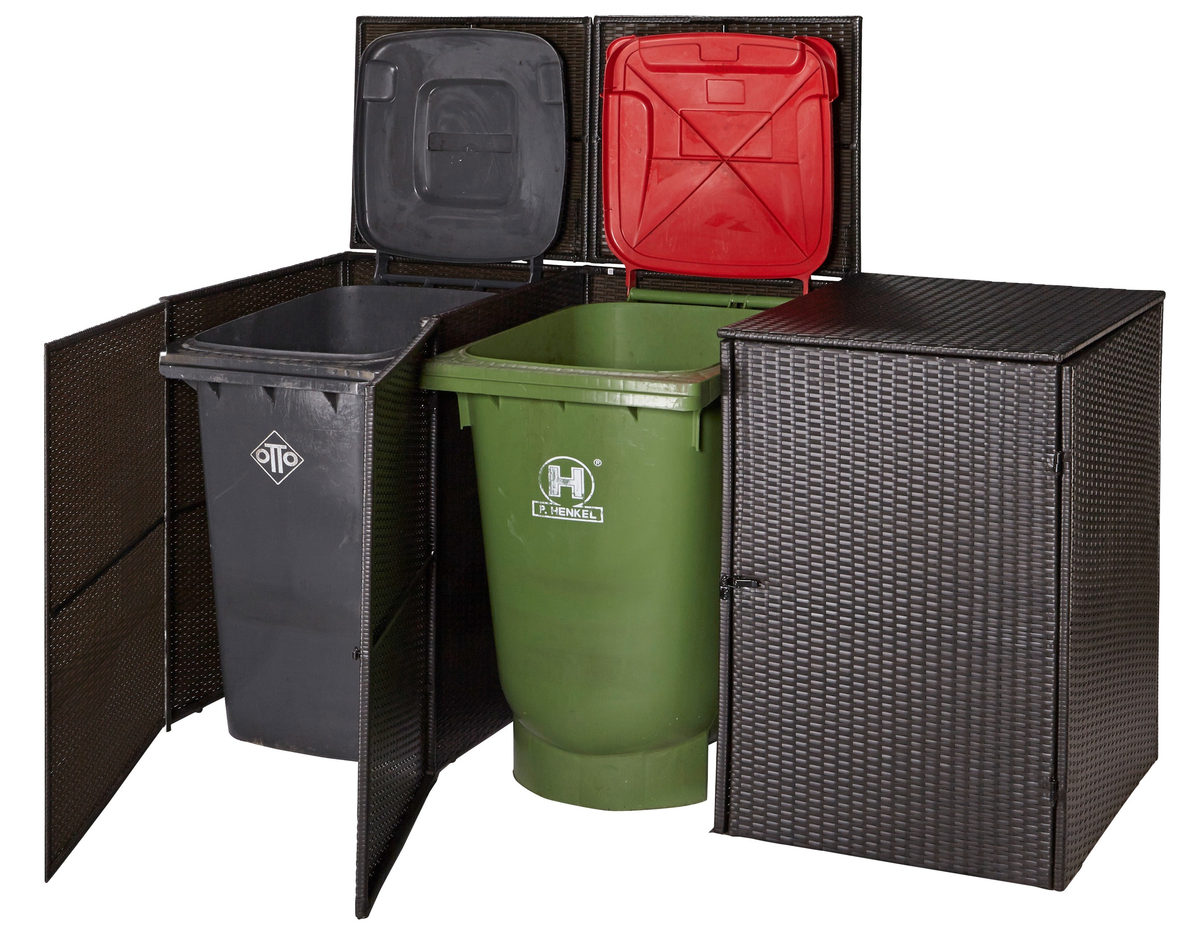 HANSE GARTENLAND Mülltonnenbox, für 3x120 l aus Polyrattan, BxTxH: 189x66x109 cm