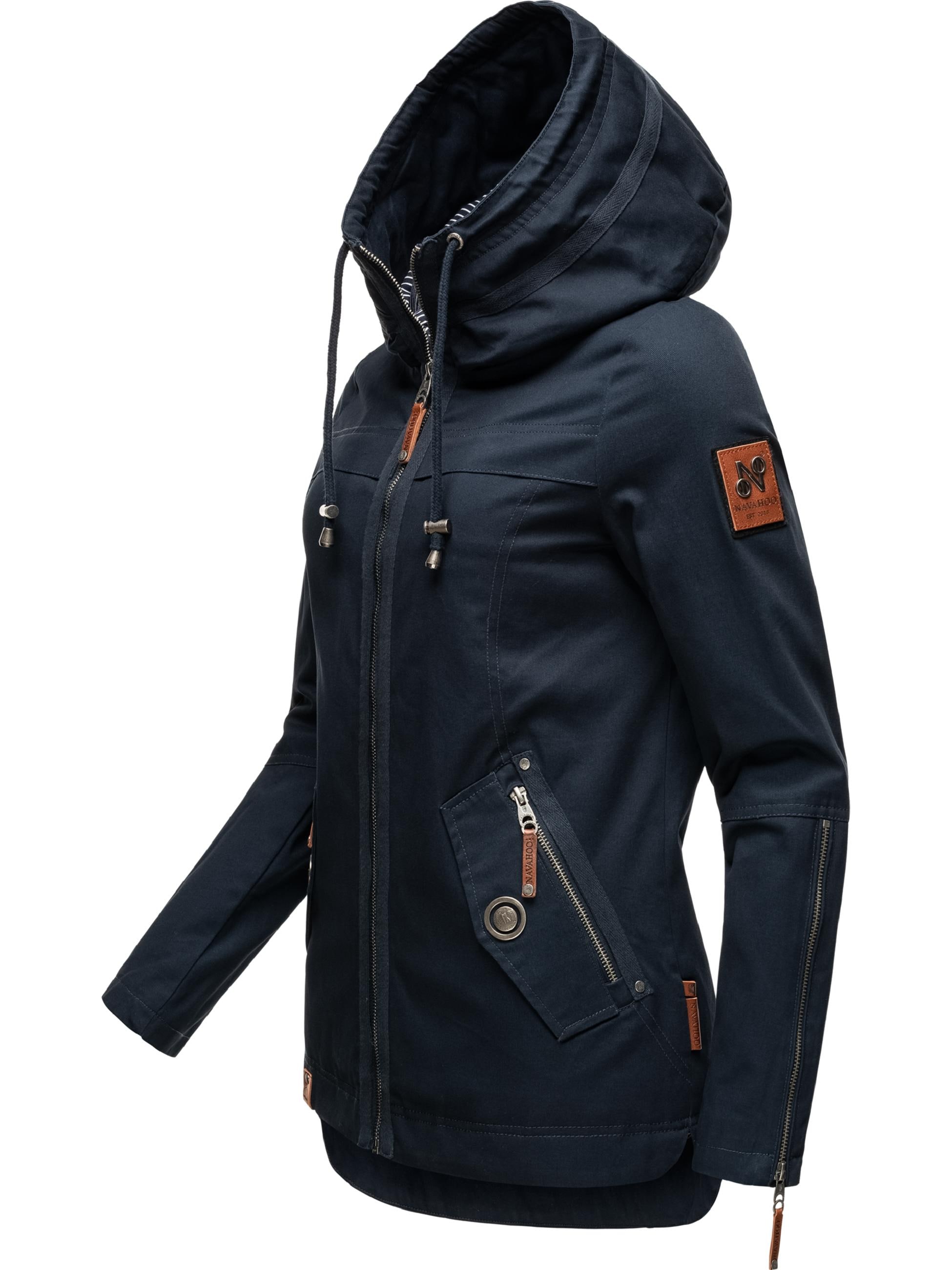 Navahoo Outdoorjacke »Übergangsjacke Wekoo«, mit Kapuze, moderner Damen Übergangsparka aus Baumwolle mit Kapuze